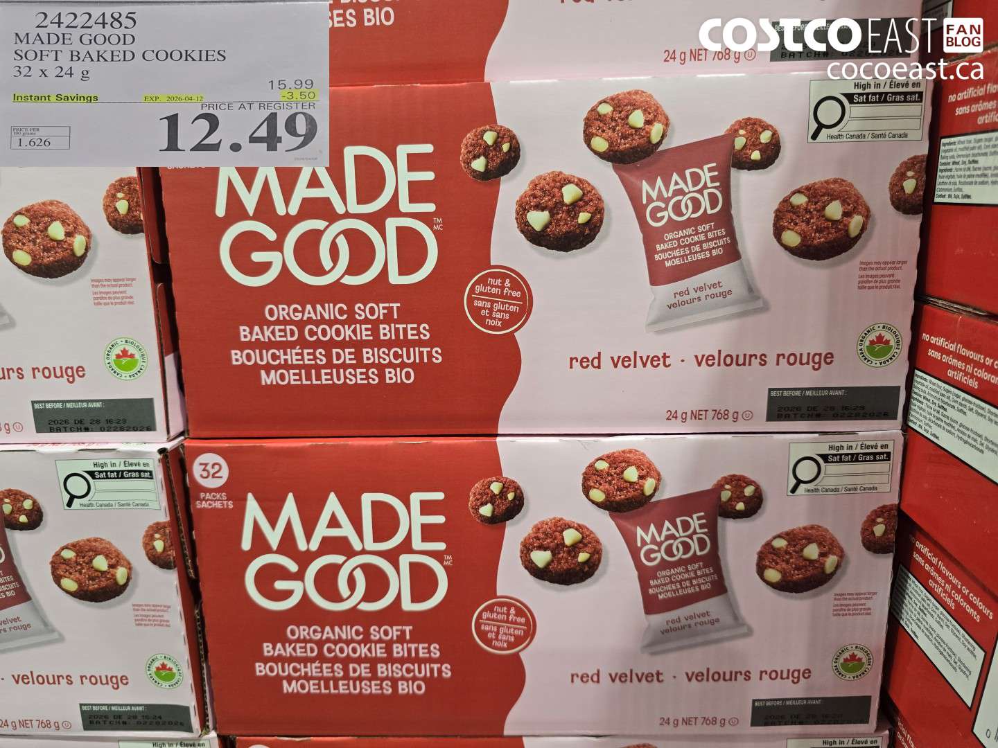 2422485 MADE GOOD SOFT BAKED COOKIES 32 X 24 G ($3.50 INSTANT SAVINGS EXPIRES ON 2026-04-12) $12.49