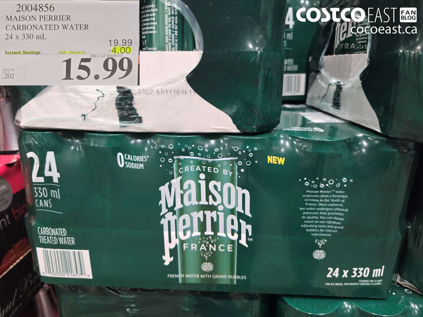 2004856 MAISON PERRIER CARBONATED WATER 24 X 330 ML ($4.00 INSTANT SAVINGS EXPIRES ON 2026-04-19) $15.99