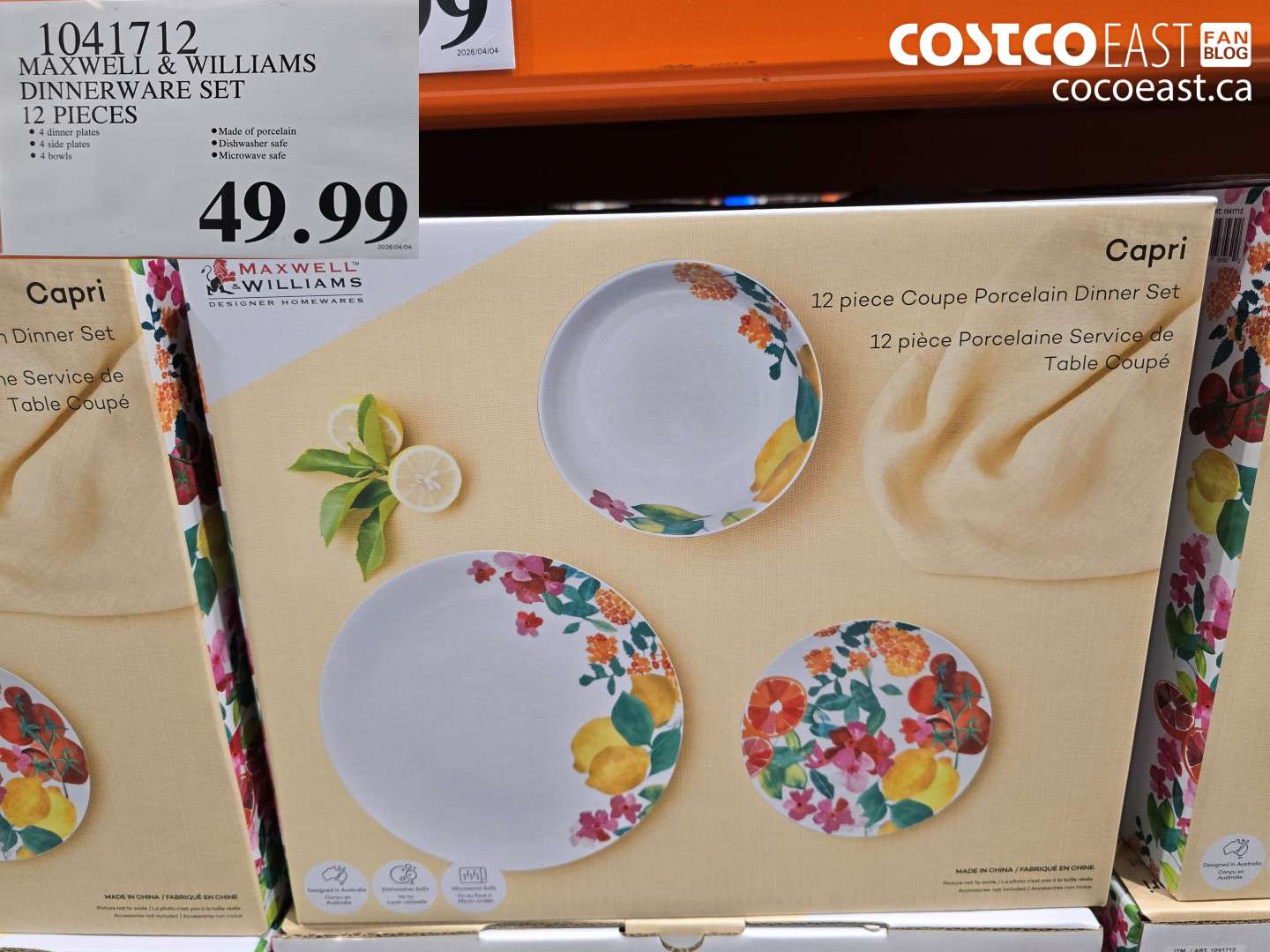 1041712 MAXWELL & WILLIAMS DINNERWARE SET 12 PIECES $49.99