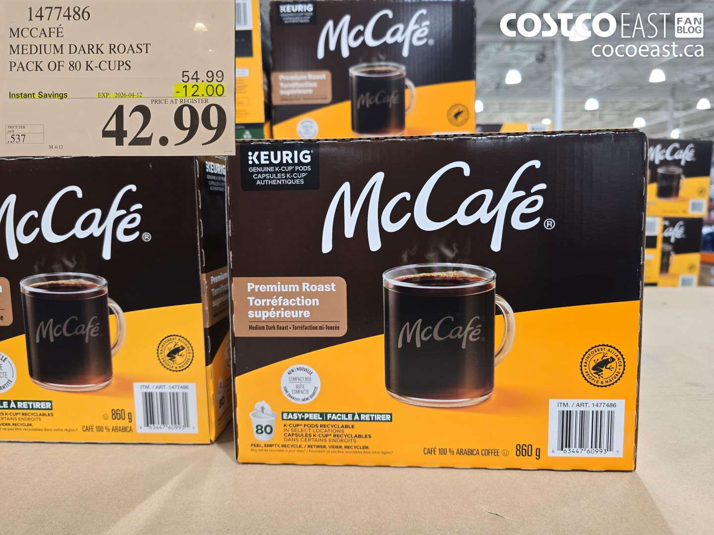 1477486 MCCAFE MEDIUM DARK ROAST PACK OF 80 K-CUPS ($12.00 INSTANT SAVINGS EXPIRES ON 2026-04-12) $42.99