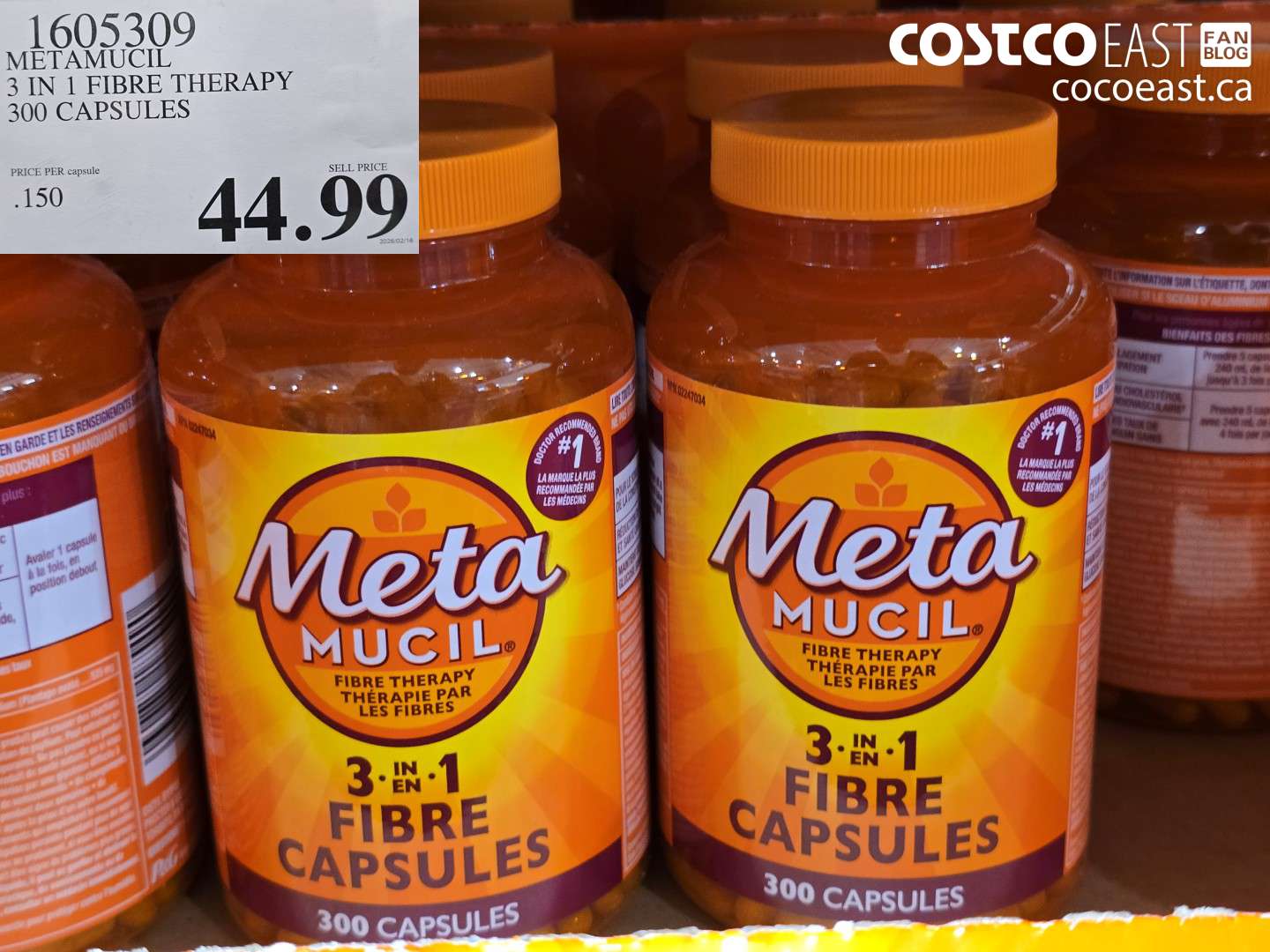 1605309 METAMUCIL 3 IN 1 FIBRE THERAPY 300 CAPSULES $44.99