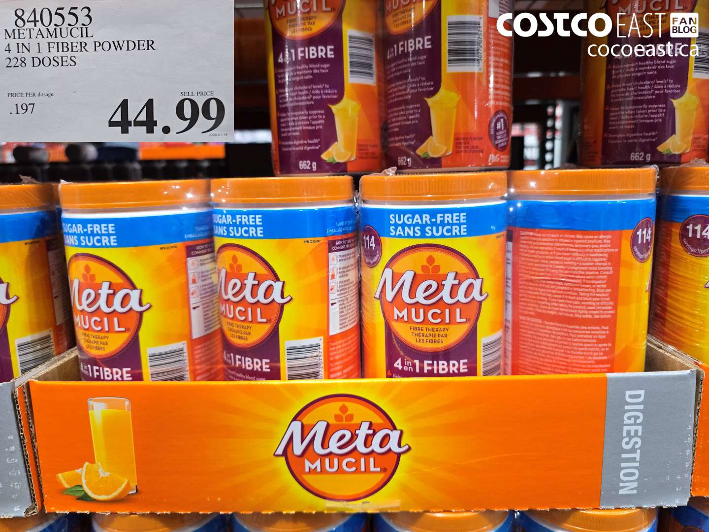 840533 METAMUCIL 4 IN 1 FIBER POWDER 228 DOSES $44.99