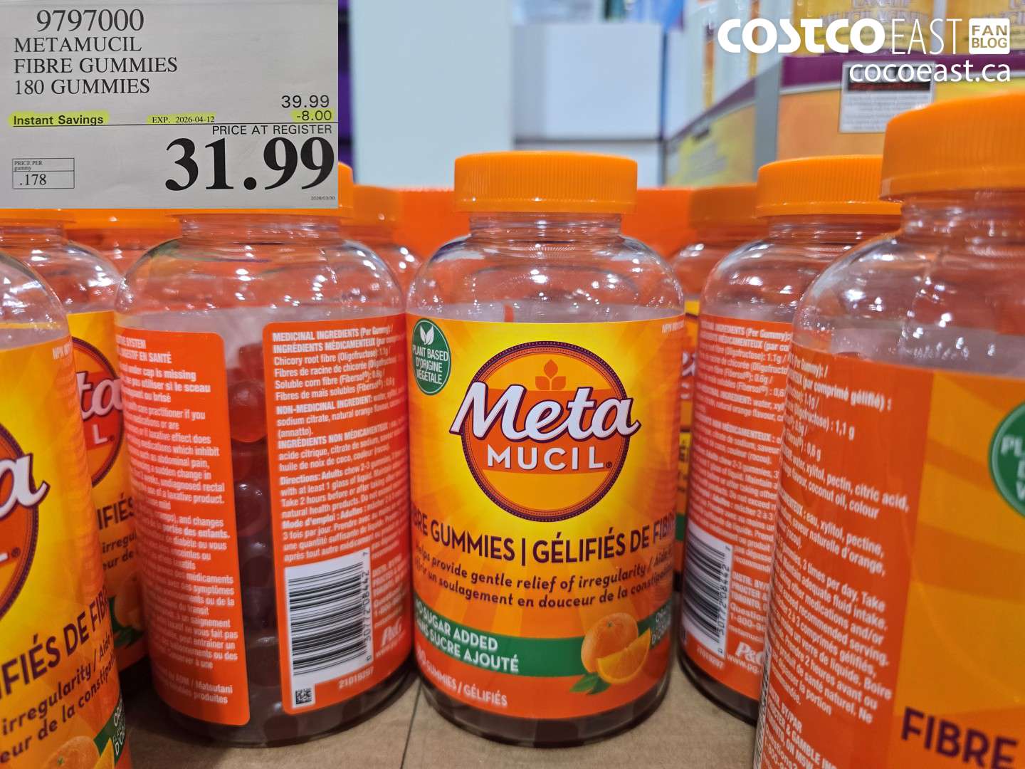 9797000 METAMUCIL FIBRE GUMMIES 180 GUMMIES ($8.00 INSTANT SAVINGS EXPIRES ON 2026-04-12) $31.99