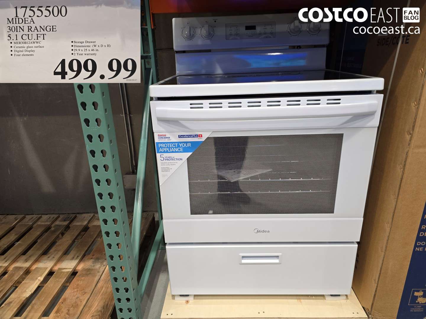 1755500 MIDEA 30IN RANGE 5.1 CU.FT $499.99