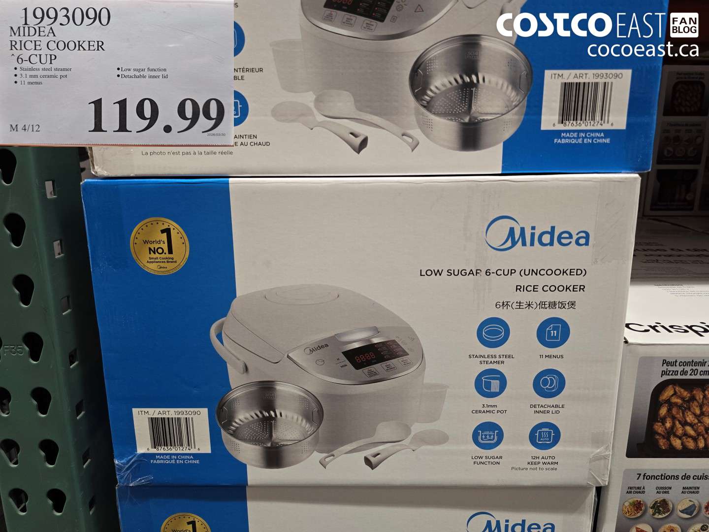 1993090 MIDEA RICE COOKER 6-CUP $119.99