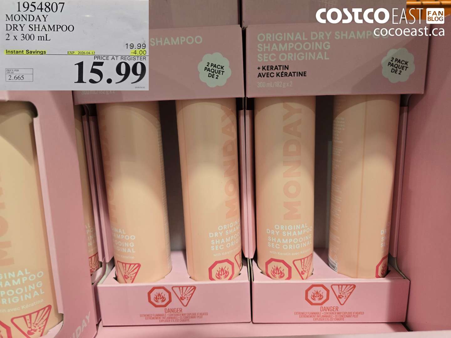 1954807 MONDAY DRY SHAMPOO 2 X 300 ML ($4.00 INSTANT SAVINGS EXPIRES ON 2026-04-12) $15.99