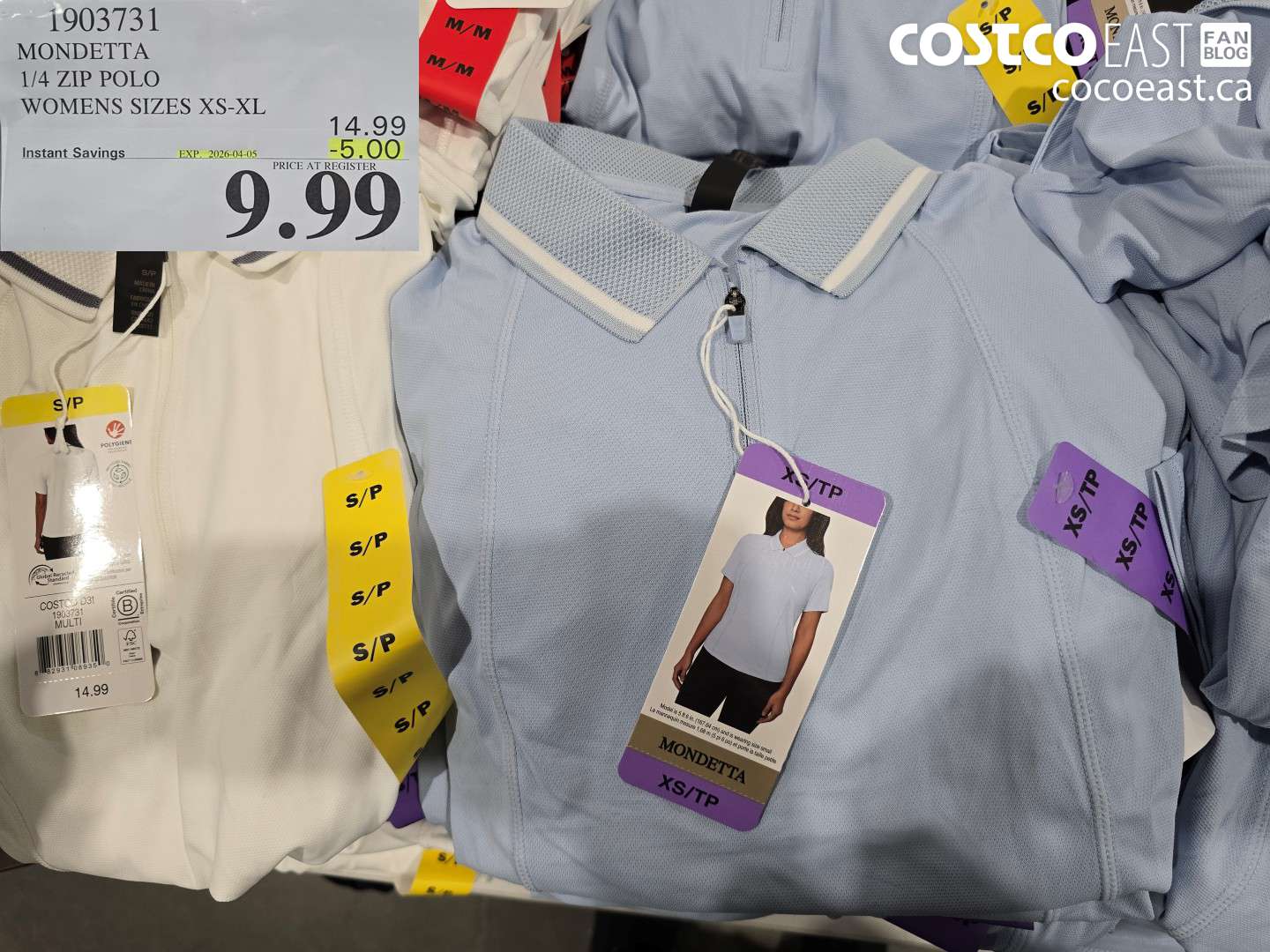 1903731 MONDETTA 1/4 ZIP POLO WOMENS SIZES XS-XL ($5.00 INSTANT SAVINGS EXPIRES ON 2026-04-05) $9.99