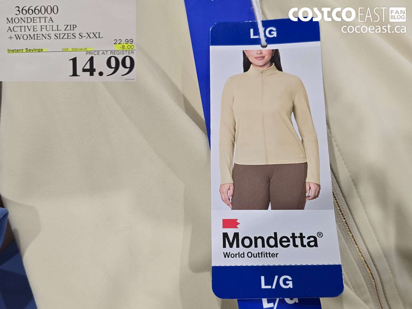 366600 MONDETTA ACTIVE FULL ZIP + WOMENS SIZES S-XXL ($3.00 INSTANT SAVINGS EXPIRES ON 2006-04-05) $14.99