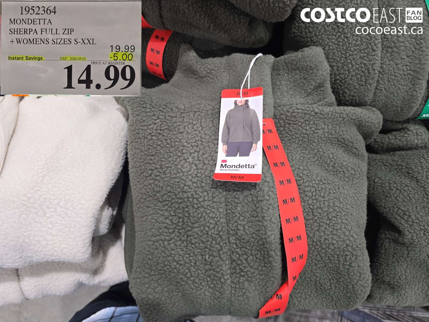 1952364 MONDETTA SHERPA FULL ZIP + WOMENS SIZES S-XXL ($5.00 INSTANT SAVINGS EXPIRES ON 2026-05-03) $14.99