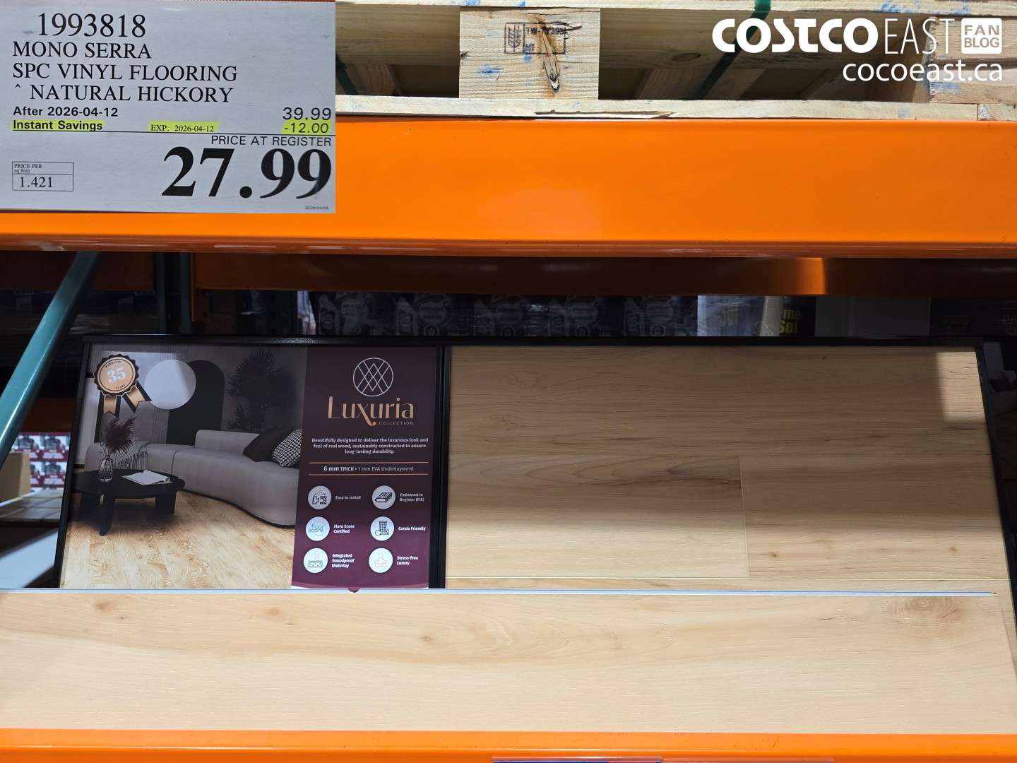 1993818 MONO SERRA SPC VINYL FLOORING NATURAL HICKORY ($12.00 INSTANT SAVINGS EXPIRES ON 2026-04-12) $27.99