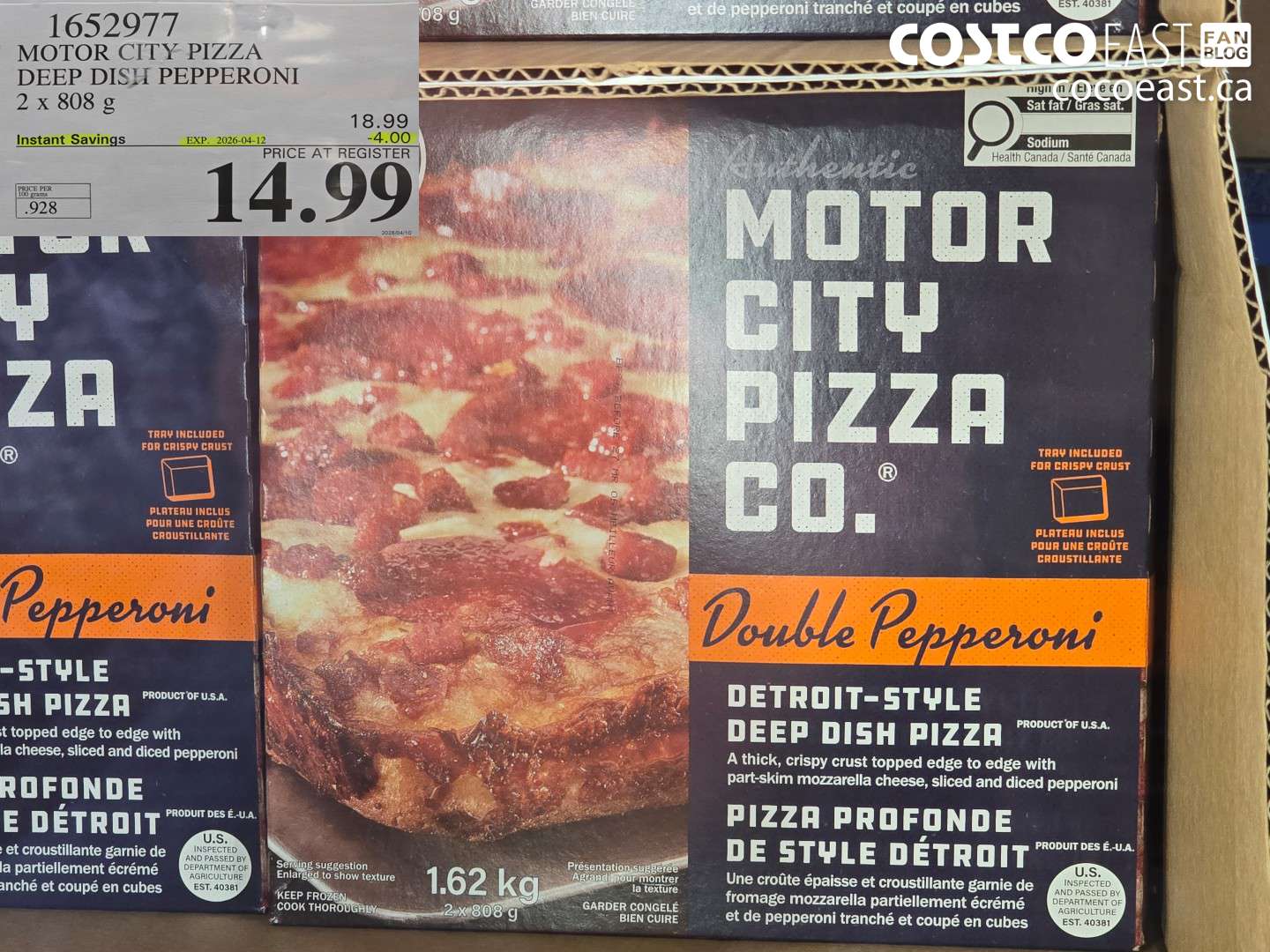 1652977 MOTOR CITY PIZZA DEEP DISH PEPPERONI 2 X 808 G ($4.00 INSTANT SAVINGS EXPIRES ON 2026-04-12) $14.99