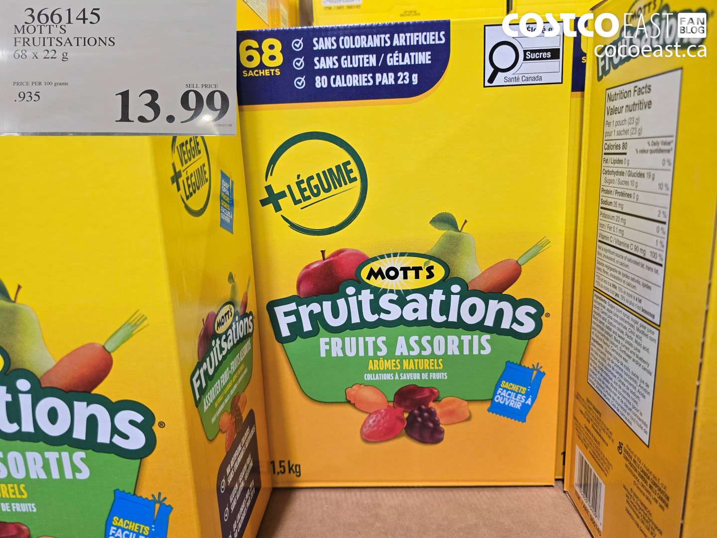 366145 MOTT'S FRUITSATIONS 68 X 22 G $13.99