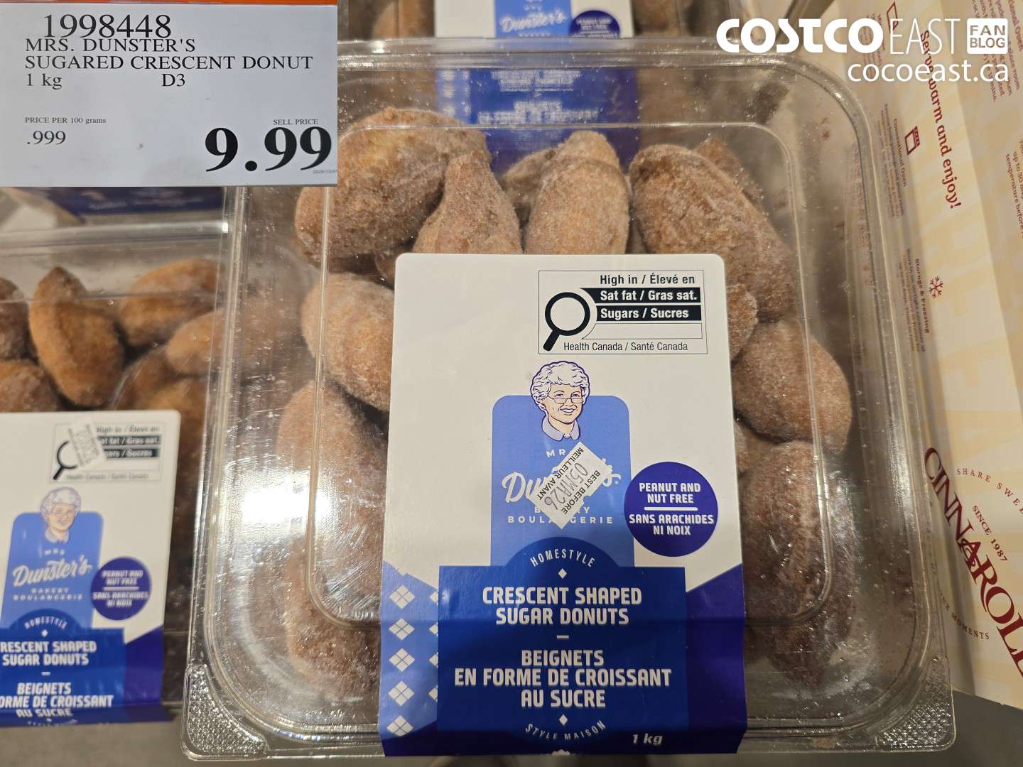 1998448 MRS. DUNSTER'S SUGARED CRESCENT DONUT 1 KG $9.99