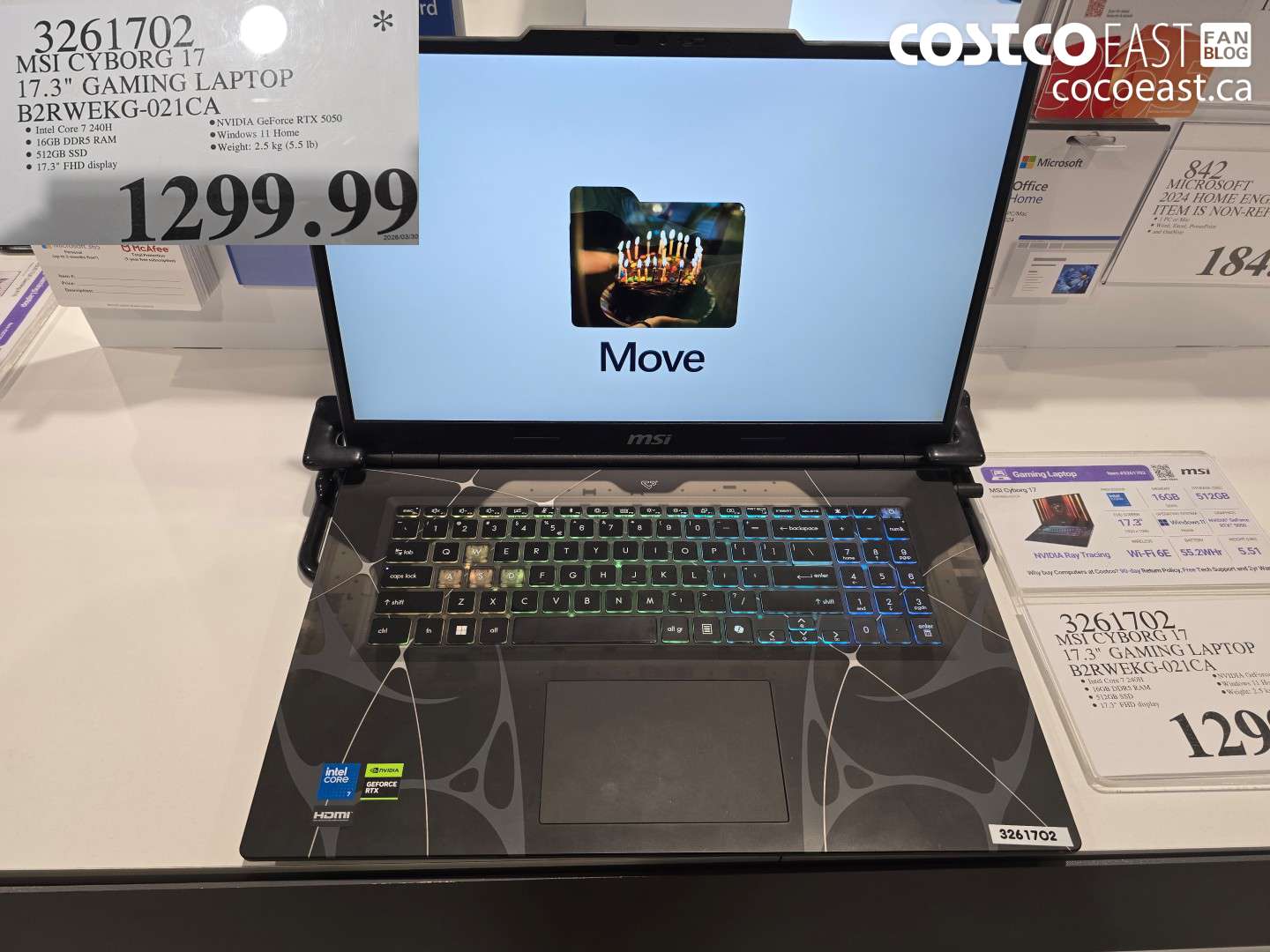 3261702 MSI CYBORG 17 17.3 GAMING LAPTOP B2RWEKG-021CA $1299.99