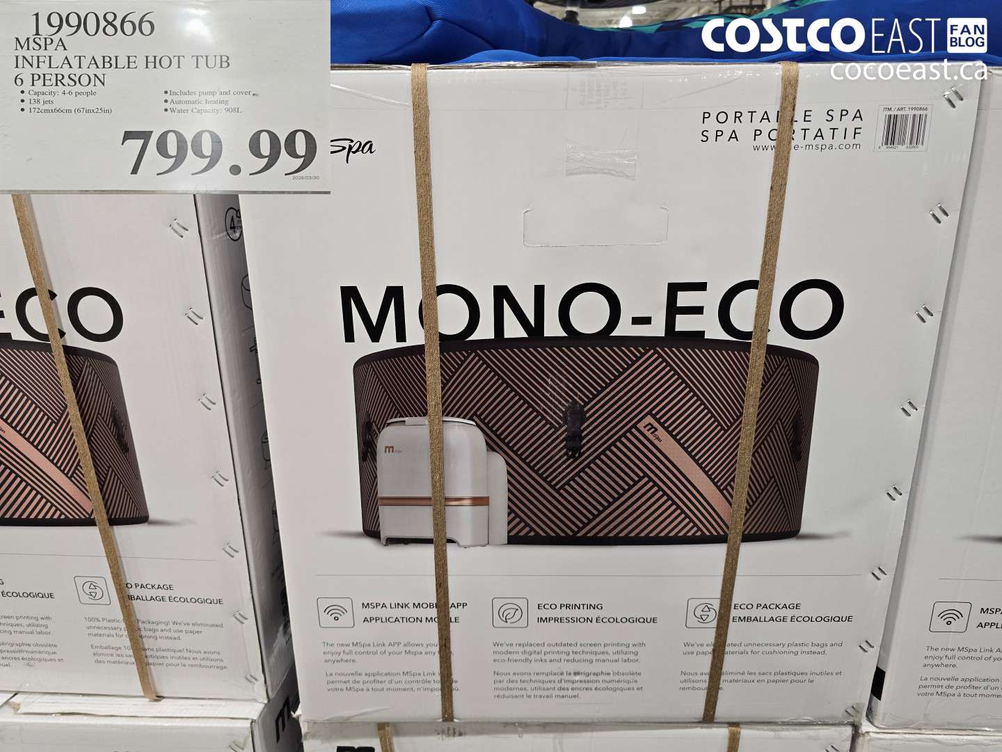 1990866 MSPA INFLATABLE HOT TUB 6 PERSON $799.99