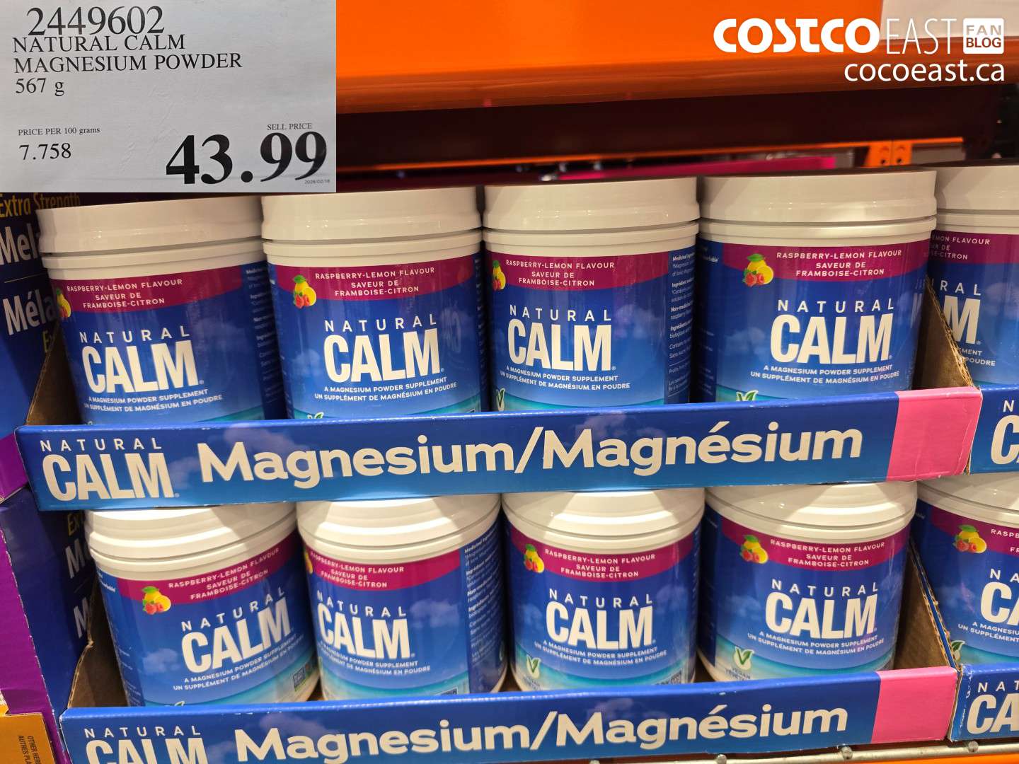 2449602 NATURAL CALM MAGNESIUM POWDER 567 G $43.99
