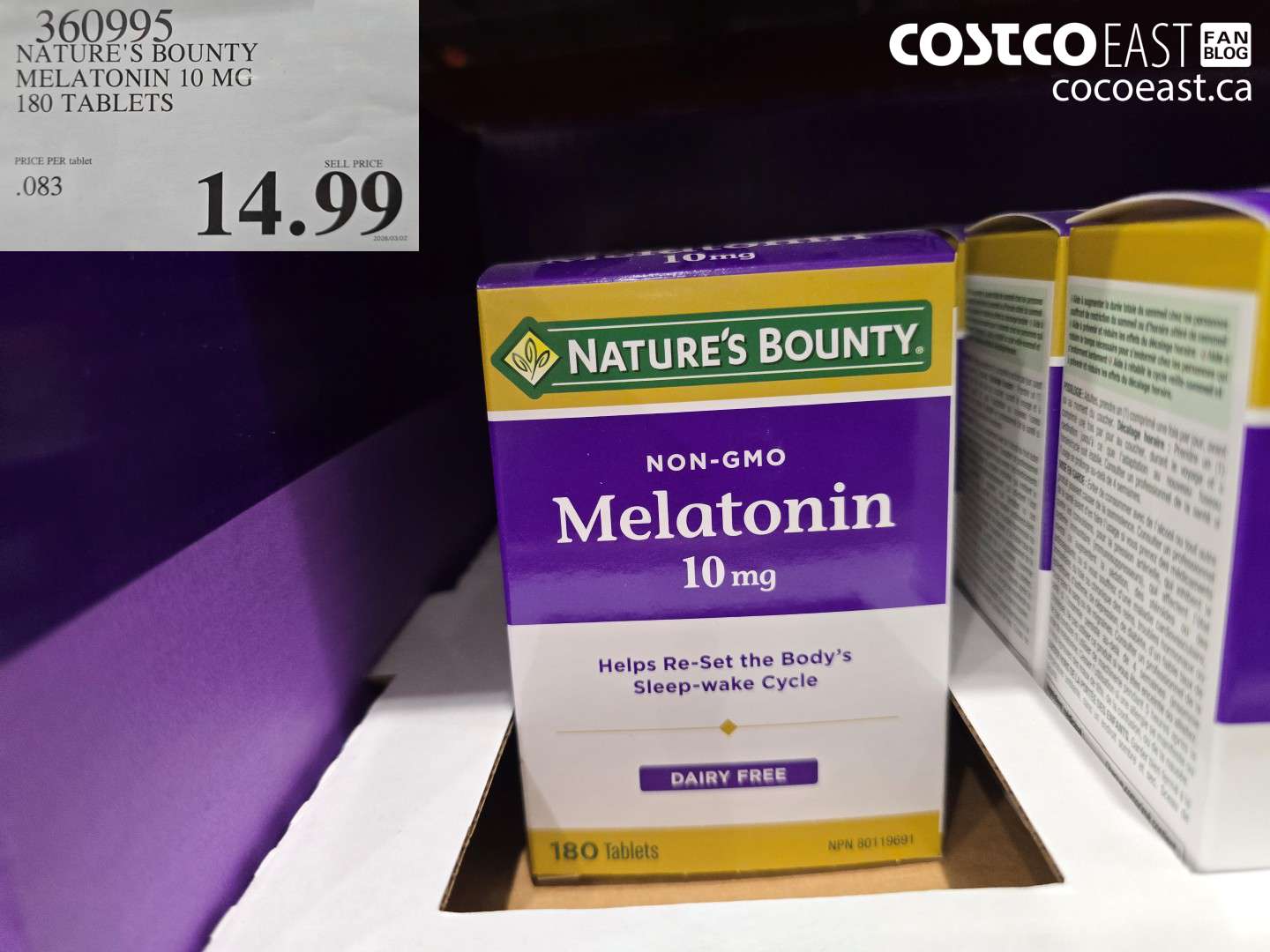 360995 NATURE'S BOUNTY MELATONIN 10 MG 180 TABLETS $14.99