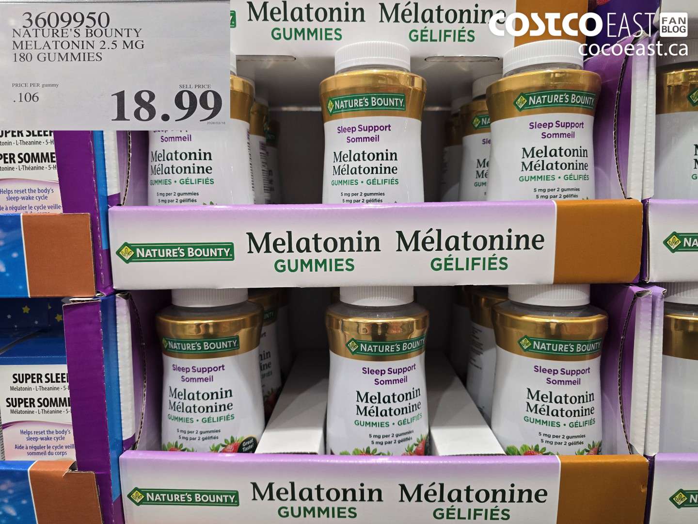 3609950 NATURE'S BOUNTY MELATONIN 2.5 MG 180 GUMMIES $18.99