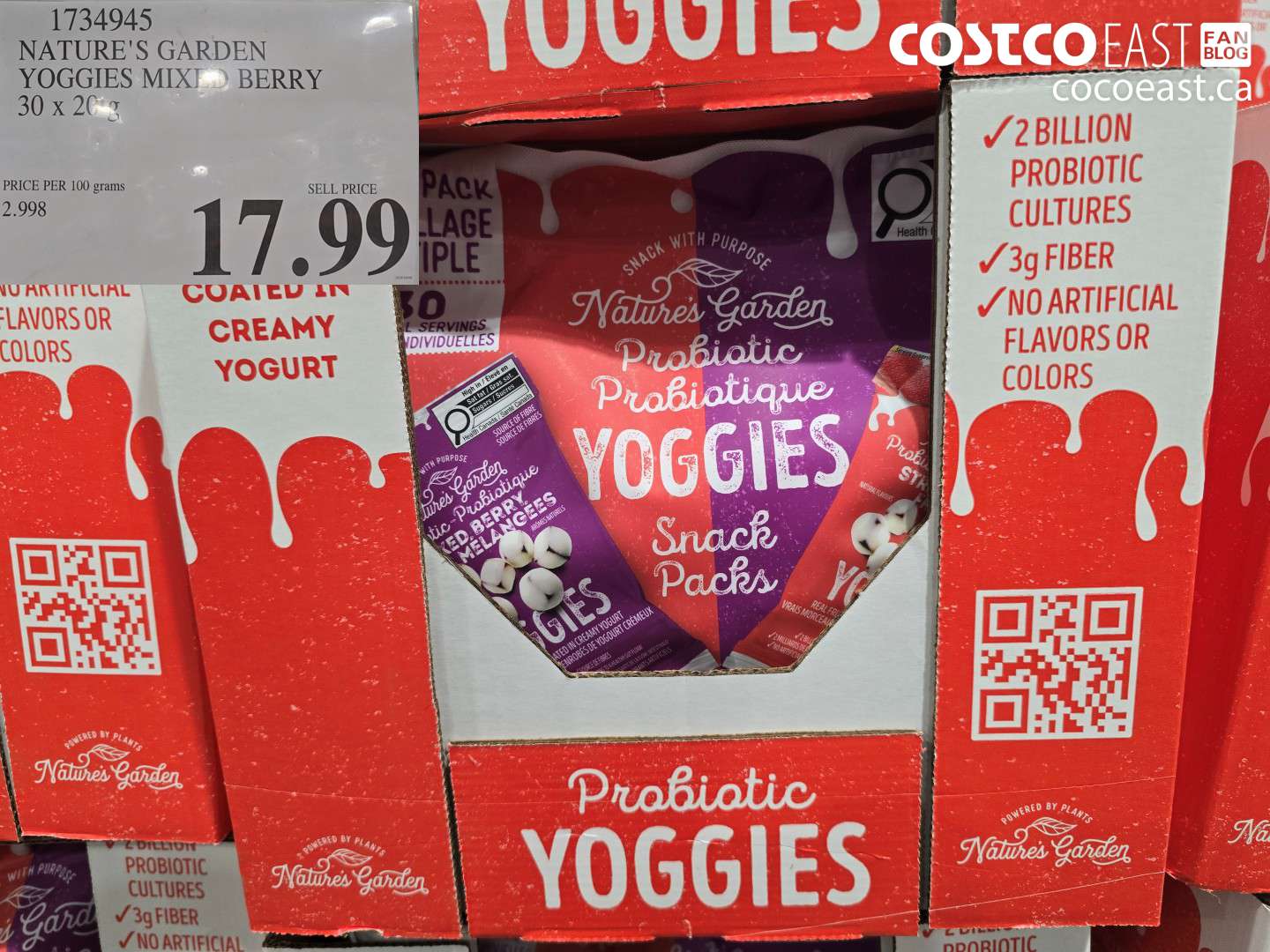 1734945 NATURE'S GARDEN YOGGIES MIXED BERRY 30 X 20 G $17.99