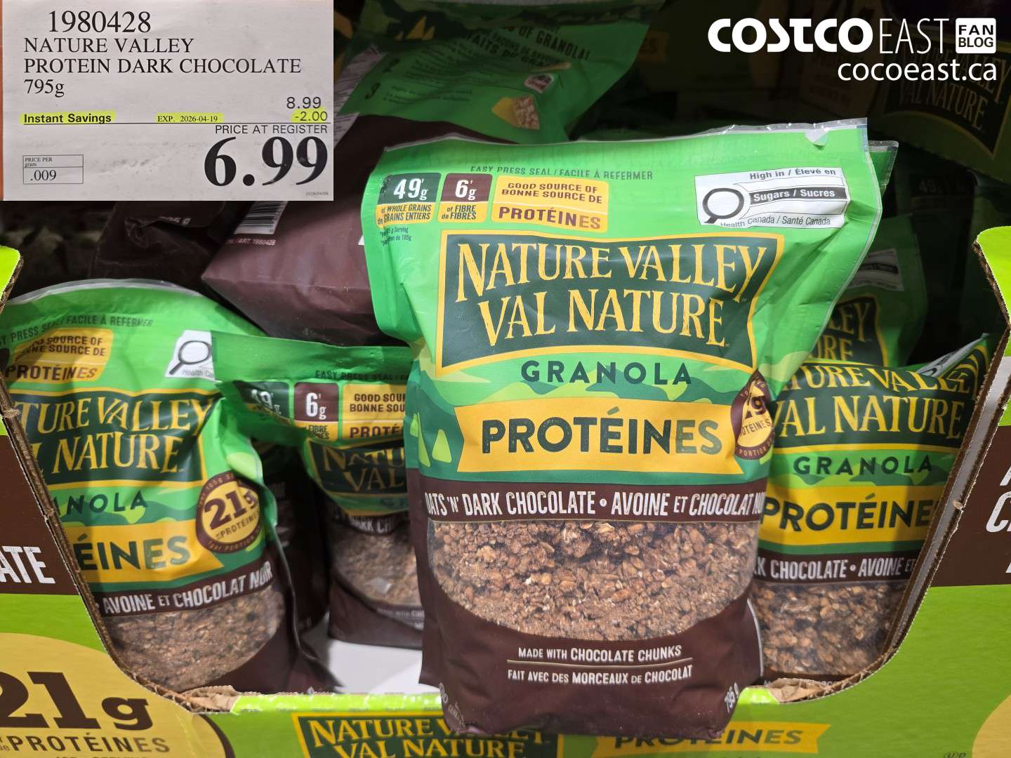 1980428 NATURE VALLEY PROTEIN DARK CHOCOLATE 795G ($2.00 INSTANT SAVINGS EXPIRES ON 2026-04-19) $6.99