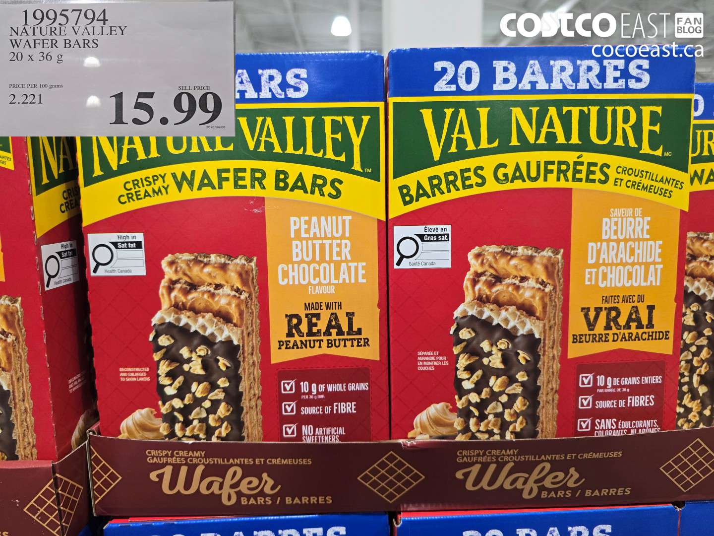 195794 NATURE VALLEY WAFER BARS 20 X 36 G $15.99