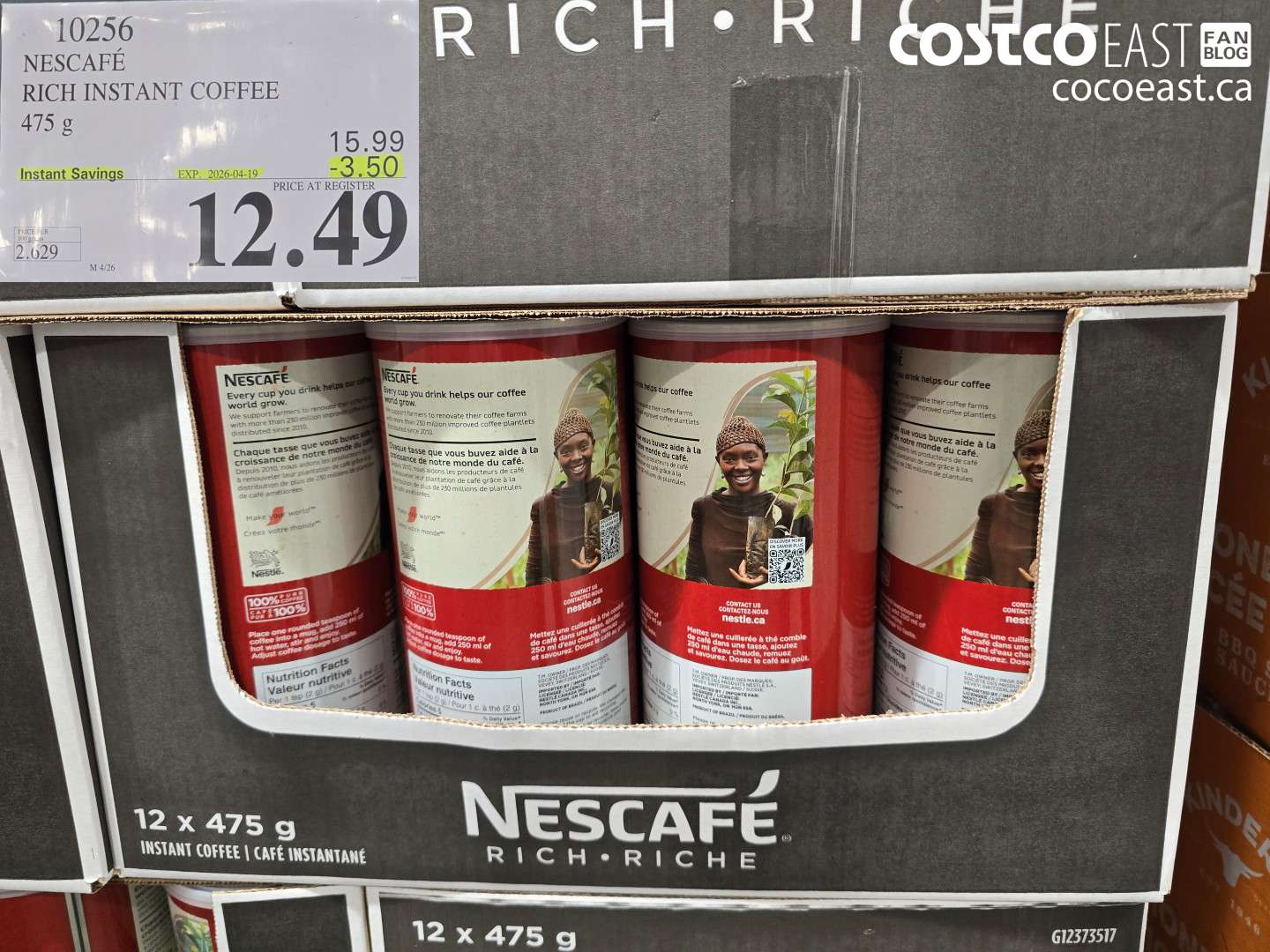 10256 NESCAFE RICH INSTANT COFFEE 475 G ($3.50 INSTANT SAVINGS EXPIRES ON 2026-04-19) $12.49