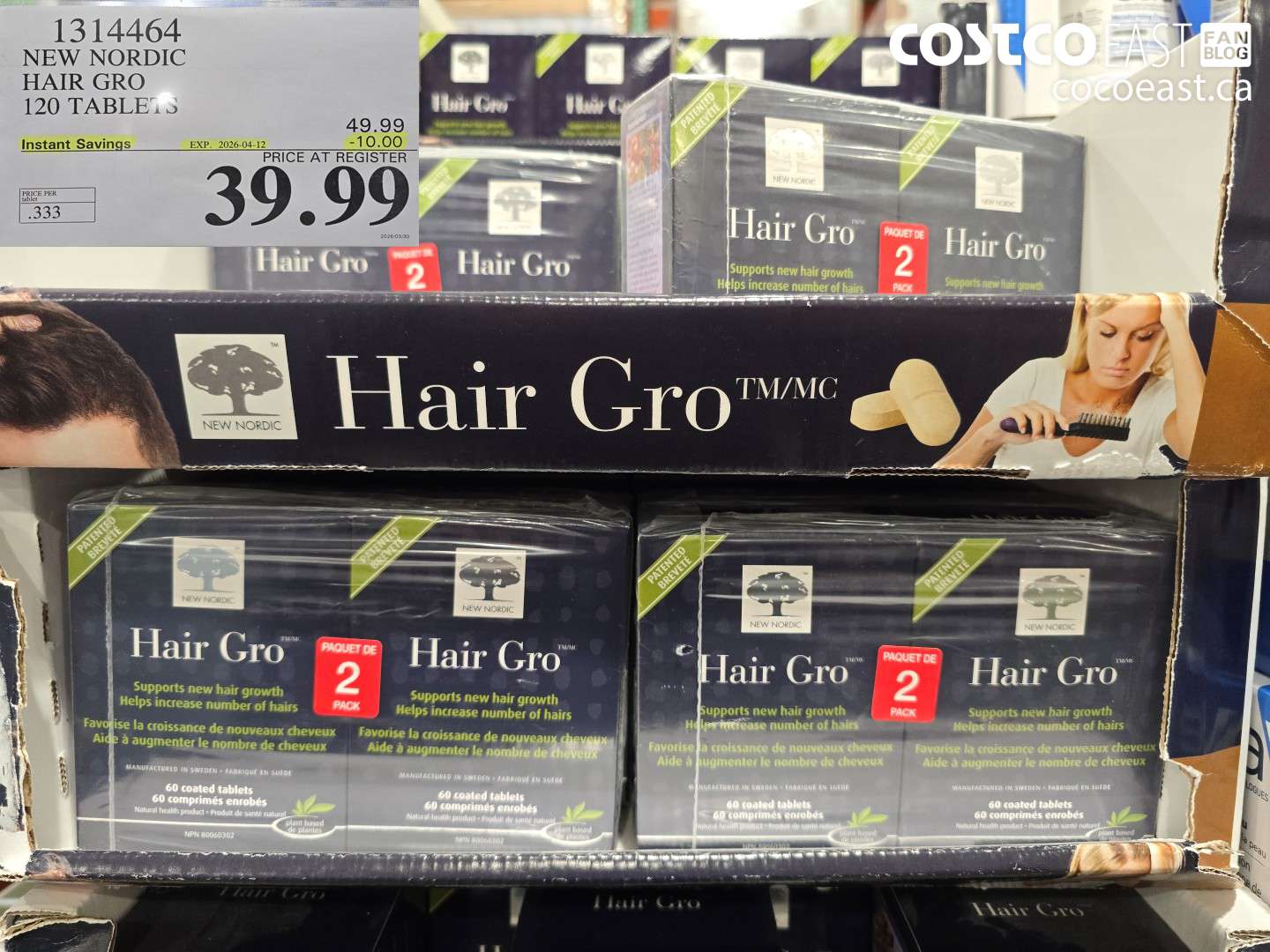 1314464 NEW NORDIC HAIR GRO 120 TABLETS ($10.00 INSTANT SAVINGS EXPIRES ON 2026-04-12) $39.99