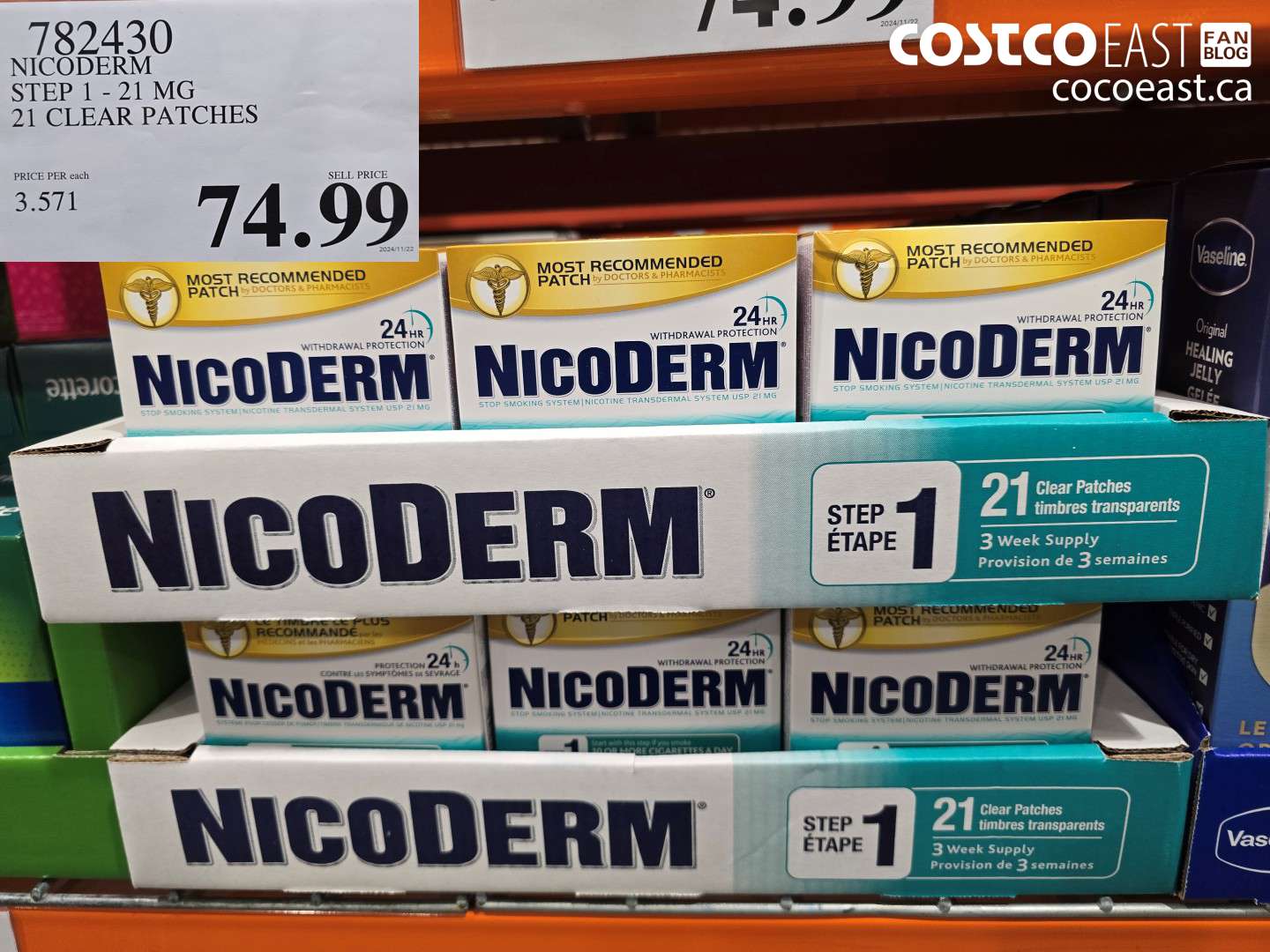 782430 NICODERM STEP 1 - 21 MG 21 CLEAR PATCHES $74.99