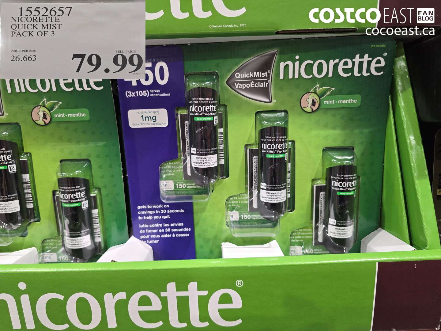 15552657 NICORETTE QUICK MIST PACK OF 3 $79.99
