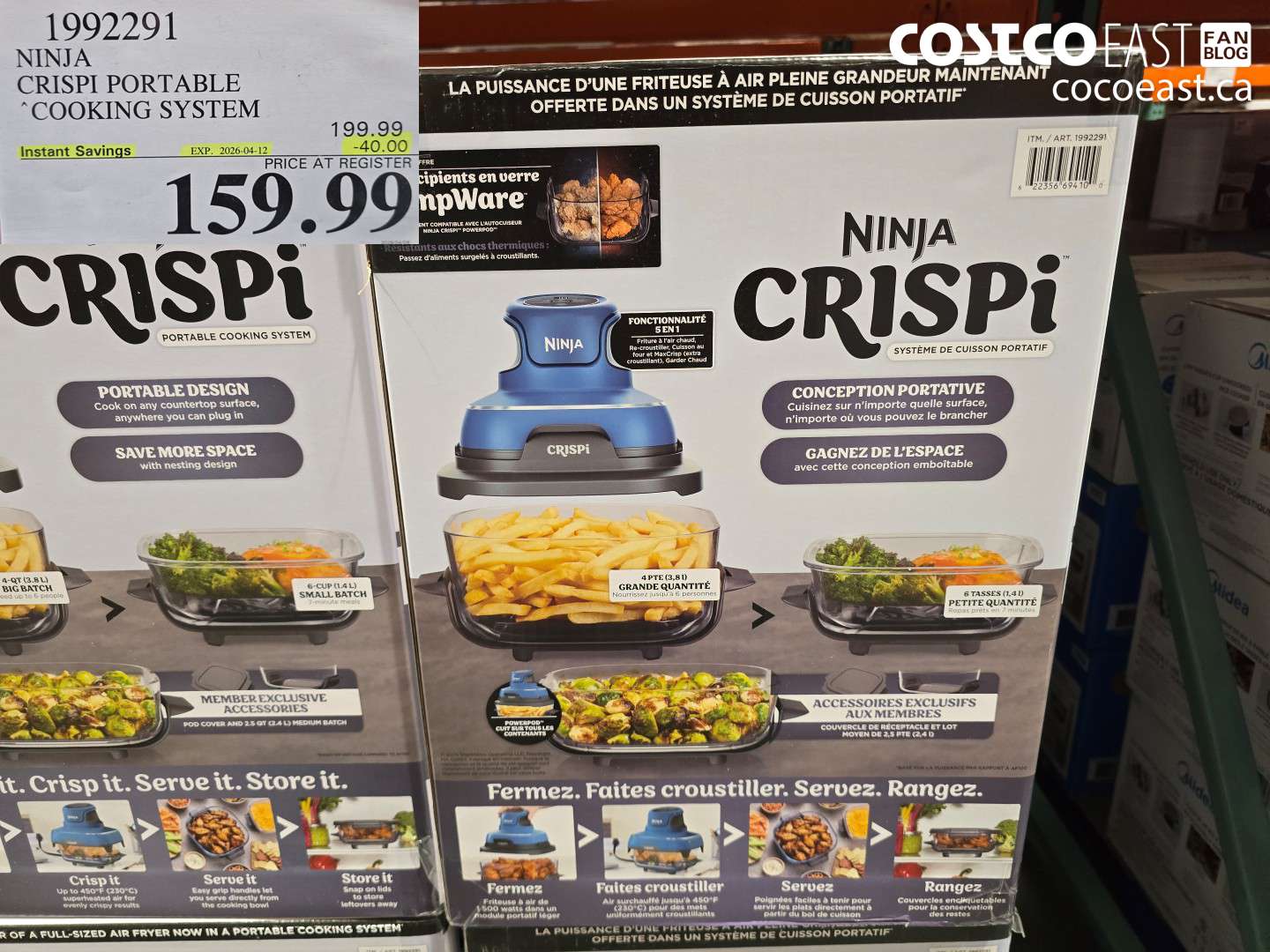 1992291 NINJA CRISPI PORTABLE COOKING SYSTEM ($40.00 INSTANT SAVINGS EXPIRES ON 2026-04-12) $159.99
