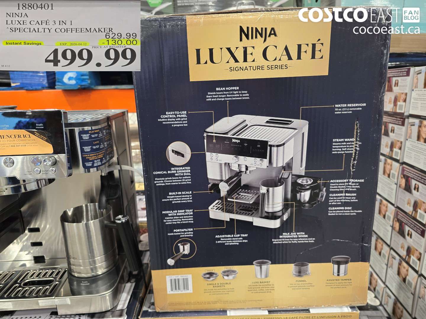 1880401 NINJA LUXE CAFÉ 3 IN 1 SPECIALTY COFFEEMAKER ($130.00 INSTANT SAVINGS EXPIRES ON 2026-04-12) $499.99