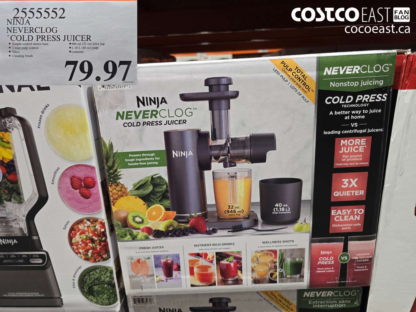 2555552 NINJA NEVERCLOG COLD PRESS JUICER $79.97