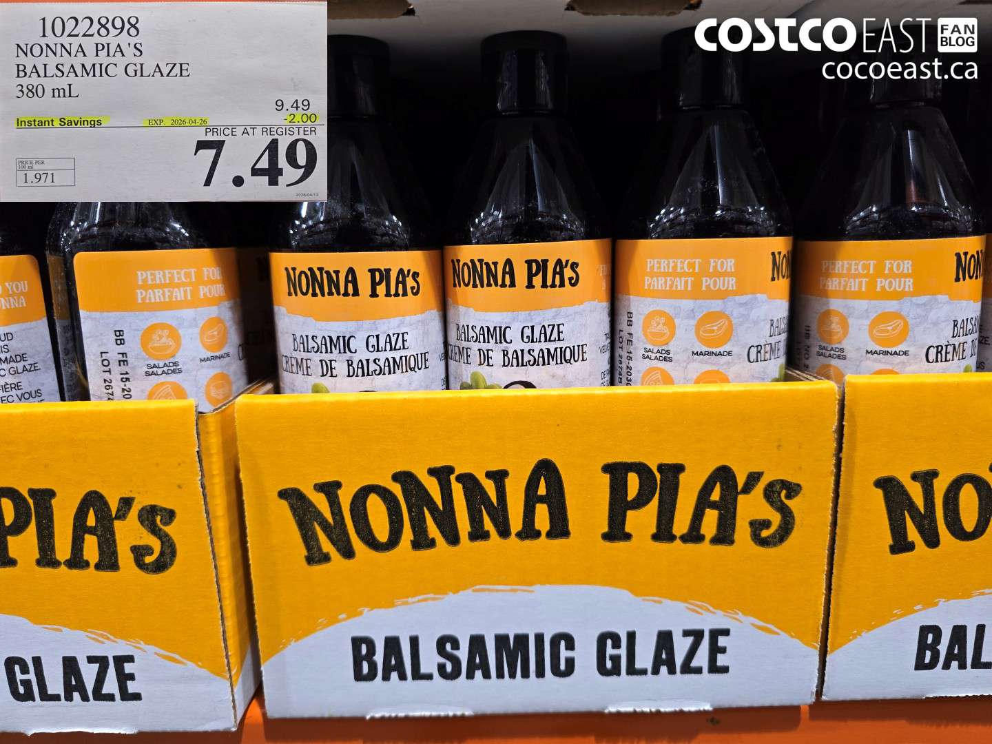 1022898 NONNA PIA'S BALSAMIC GLAZE 380 ML ($2.00 INSTANT SAVINGS EXPIRES ON 2026-04-26) $7.49