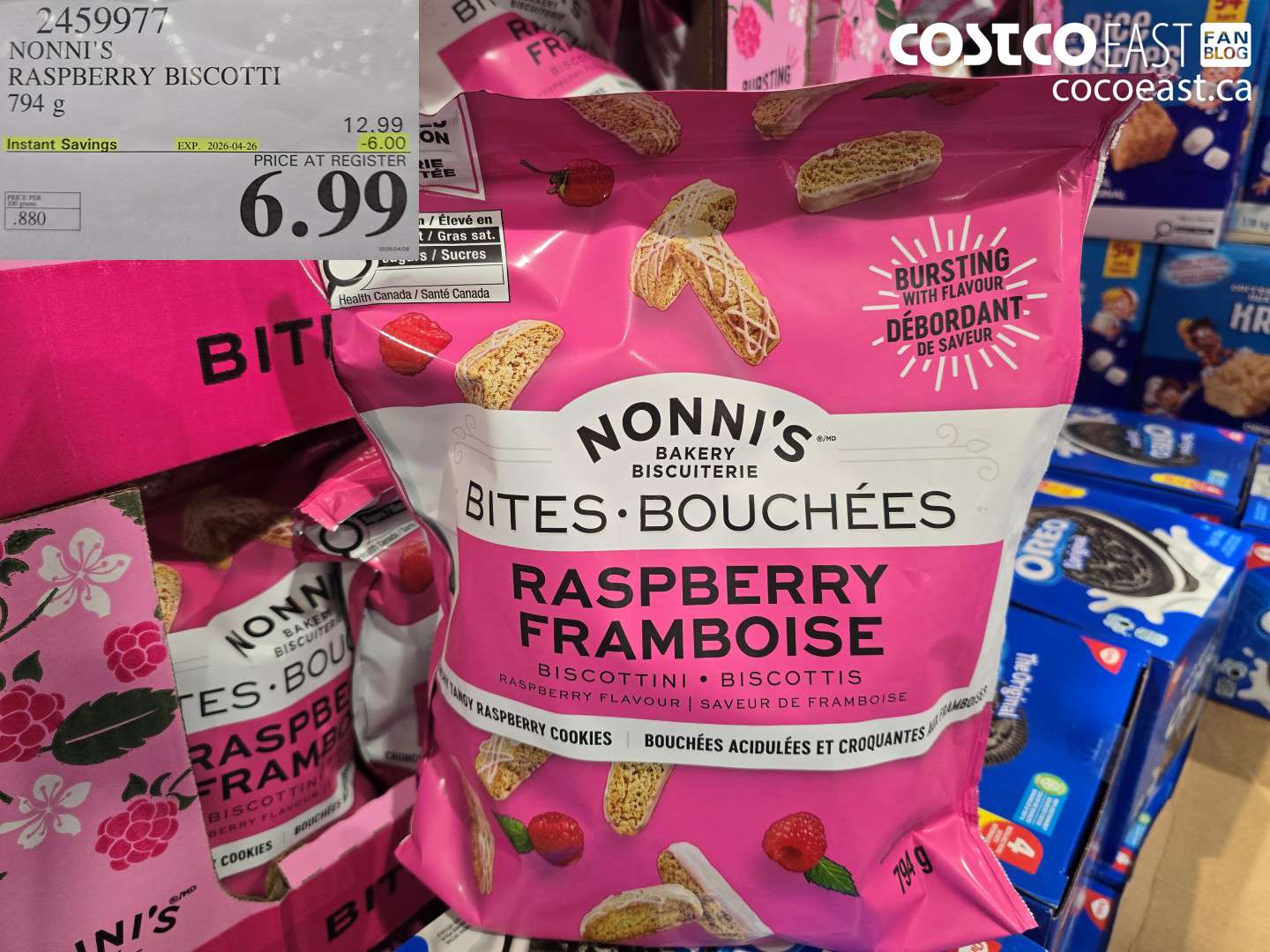 2459977 NONNI'S RASPBERRY BISCOTTI 794 G ($6.00 INSTANT SAVINGS EXPIRES ON 2026-04-26) $6.99