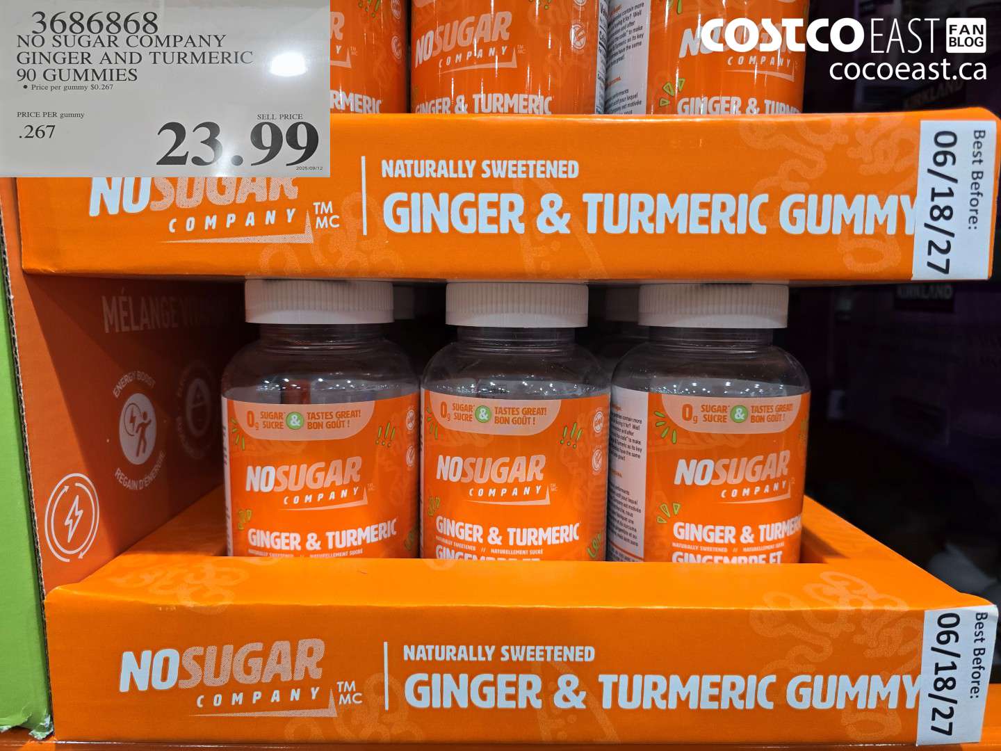 3686868 NO SUGAR COMPANY GINGER AND TURMERIC 90 GUMMIES $23.99