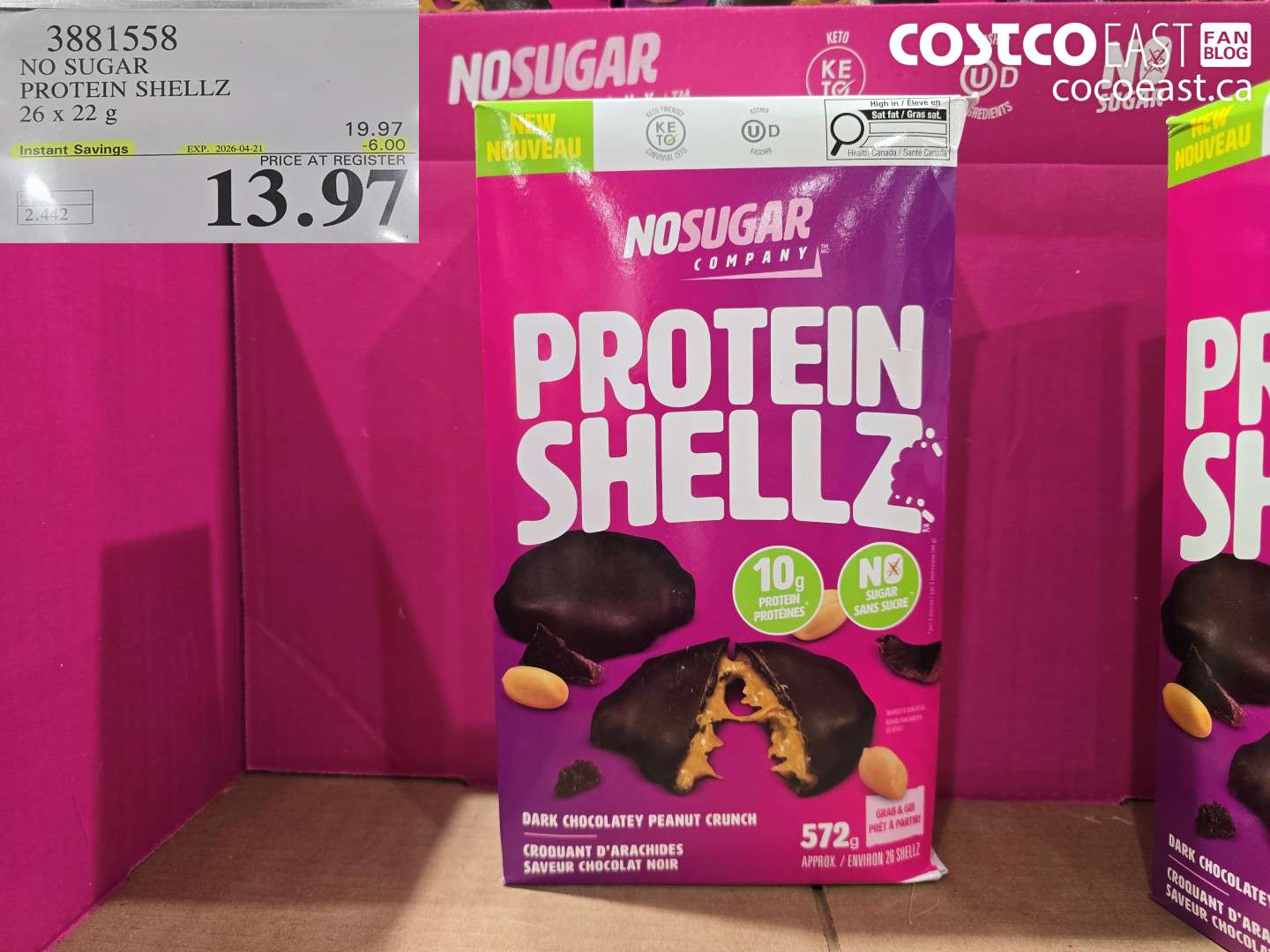 3881558 NO SUGAR PROTEIN SHELLZ 26 X 22 G ($6.00 INSTANT SAVINGS EXPIRES ON 2026-04-21) $13.97