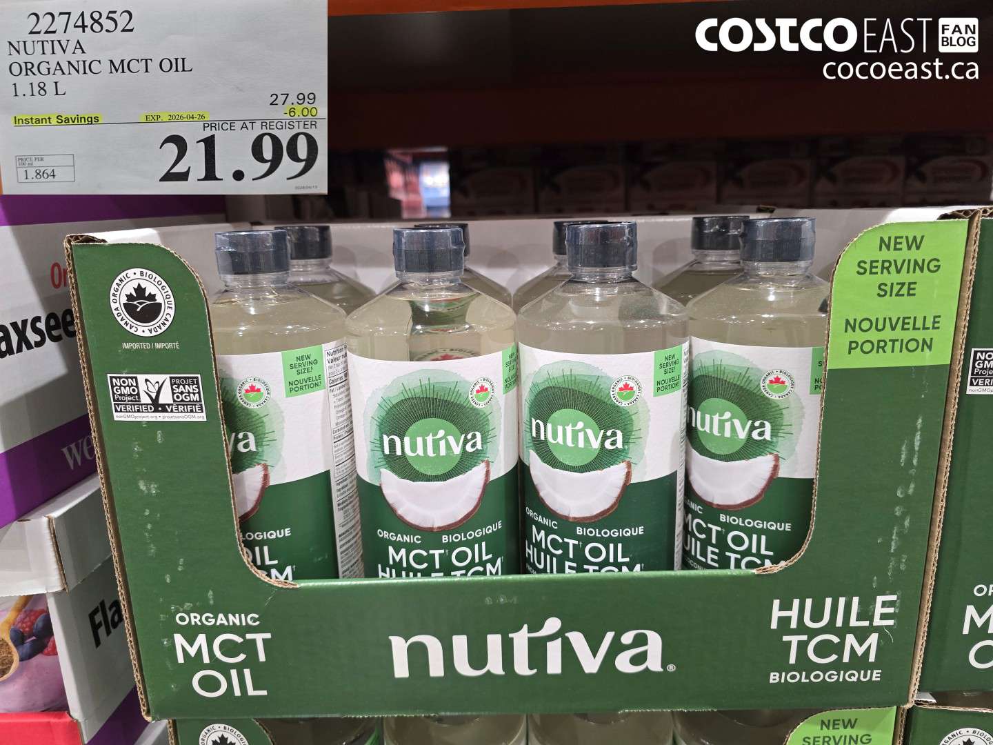 22714852 NUTIVA ORGANIC MCT OIL 1.18 L ($6.00 INSTANT SAVINGS EXPIRES ON 2026-04-26) $21.99
