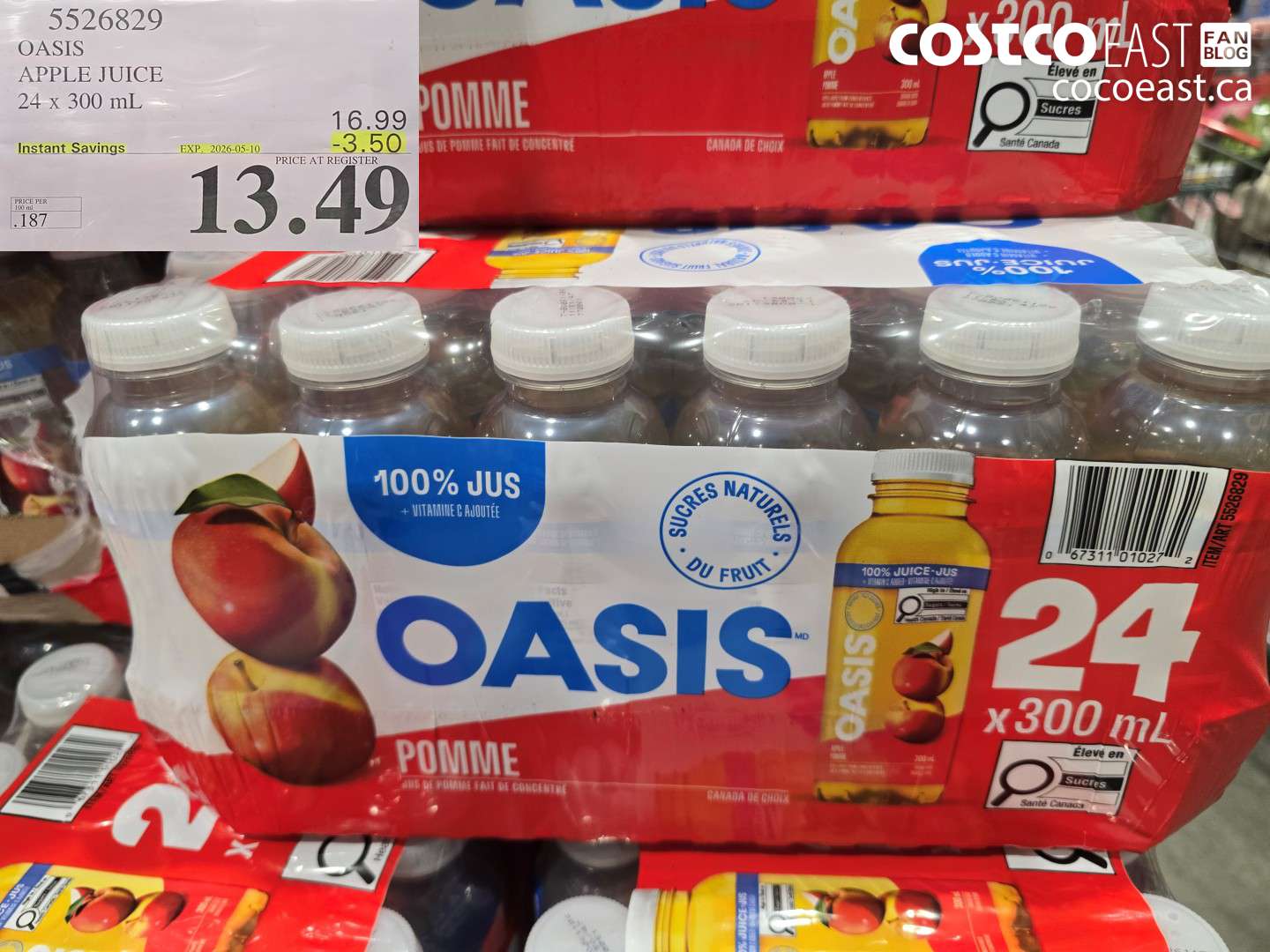 5526829 OASIS APPLE JUICE 24 X 300 ML ($3.50 INSTANT SAVINGS EXPIRES ON 2026-05-10) $13.49