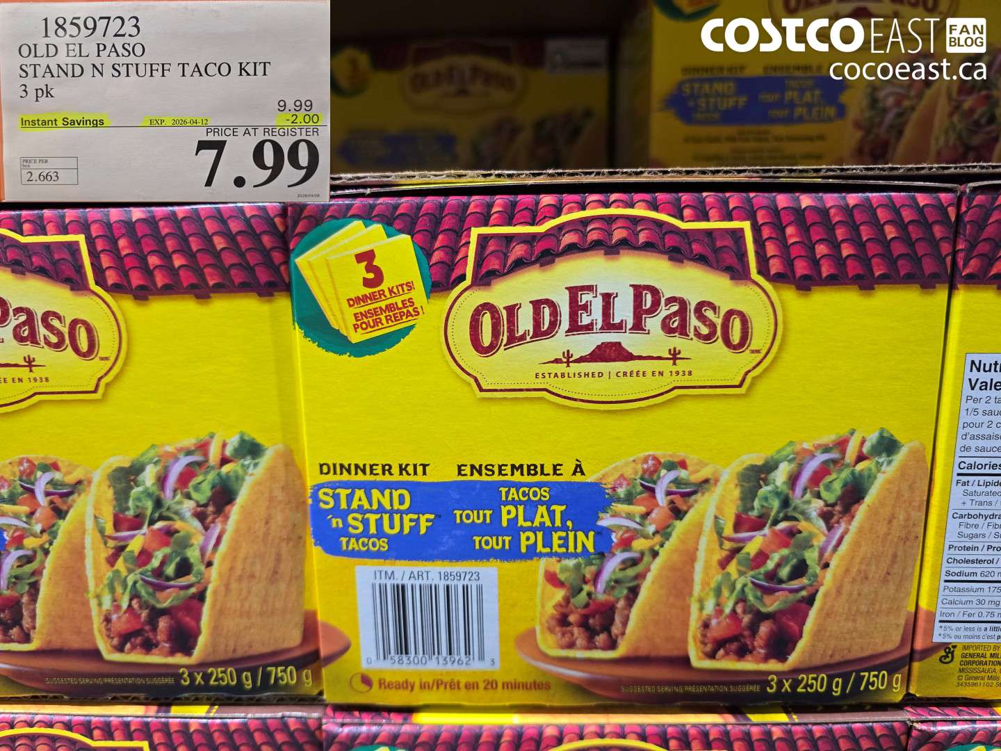 1859723 OLD EL PASO STAND N STUFF TACO KIT 3 PK ($2.00 INSTANT SAVINGS EXPIRES ON 2026-04-12) $7.99