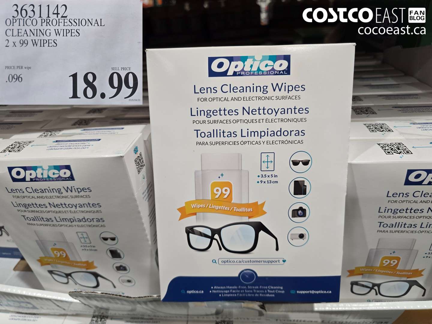 3631142 OPTICO PROFESSIONAL CLEANING WIPES 2 X 99 WIPES $18.99