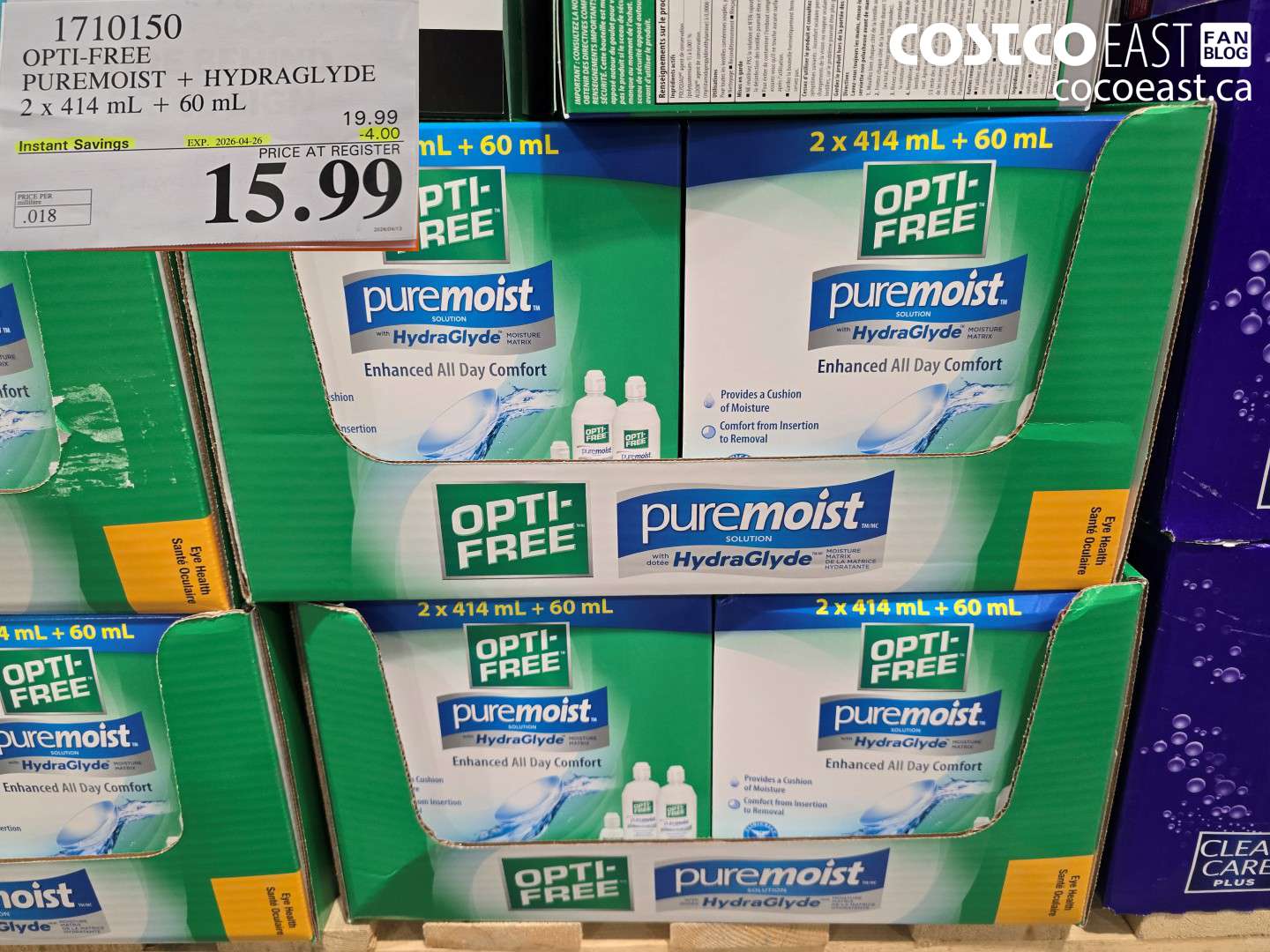 1710150 OPTI-FREE PUREMOIST + HYDRAGLYDE 2 X 414 ML + 60 ML ($4.00 INSTANT SAVINGS EXPIRES ON 2026-04-26) $15.99