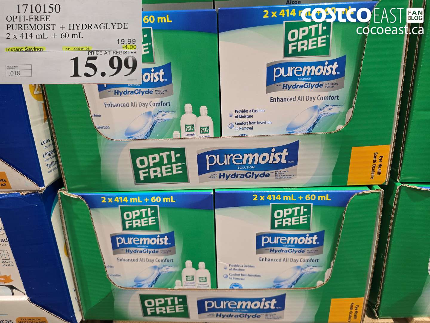 1710150 OPTI-FREE PUREMOIST + HYDRAGLYDE 2 X 414 ML + 60 ML ($4.00 INSTANT SAVINGS EXPIRES ON 2026-04-26) $15.99