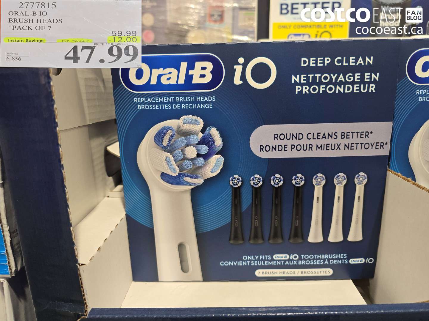 2777815 ORAL-B IO BRUSH HEADS PACK OF 7 ($12.00 INSTANT SAVINGS EXPIRES ON 2026-04-12) $47.99