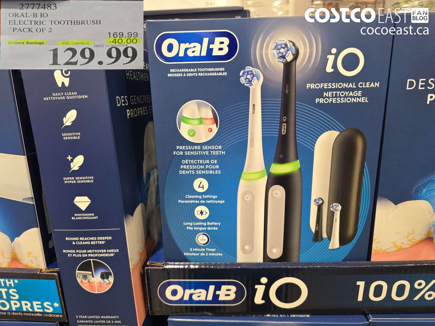 2777483 ORAL-B IO ELECTRIC TOOTHBRUSH PACK OF 2 ($40.00 INSTANT SAVINGS EXPIRES ON 2026-04-12) $129.99