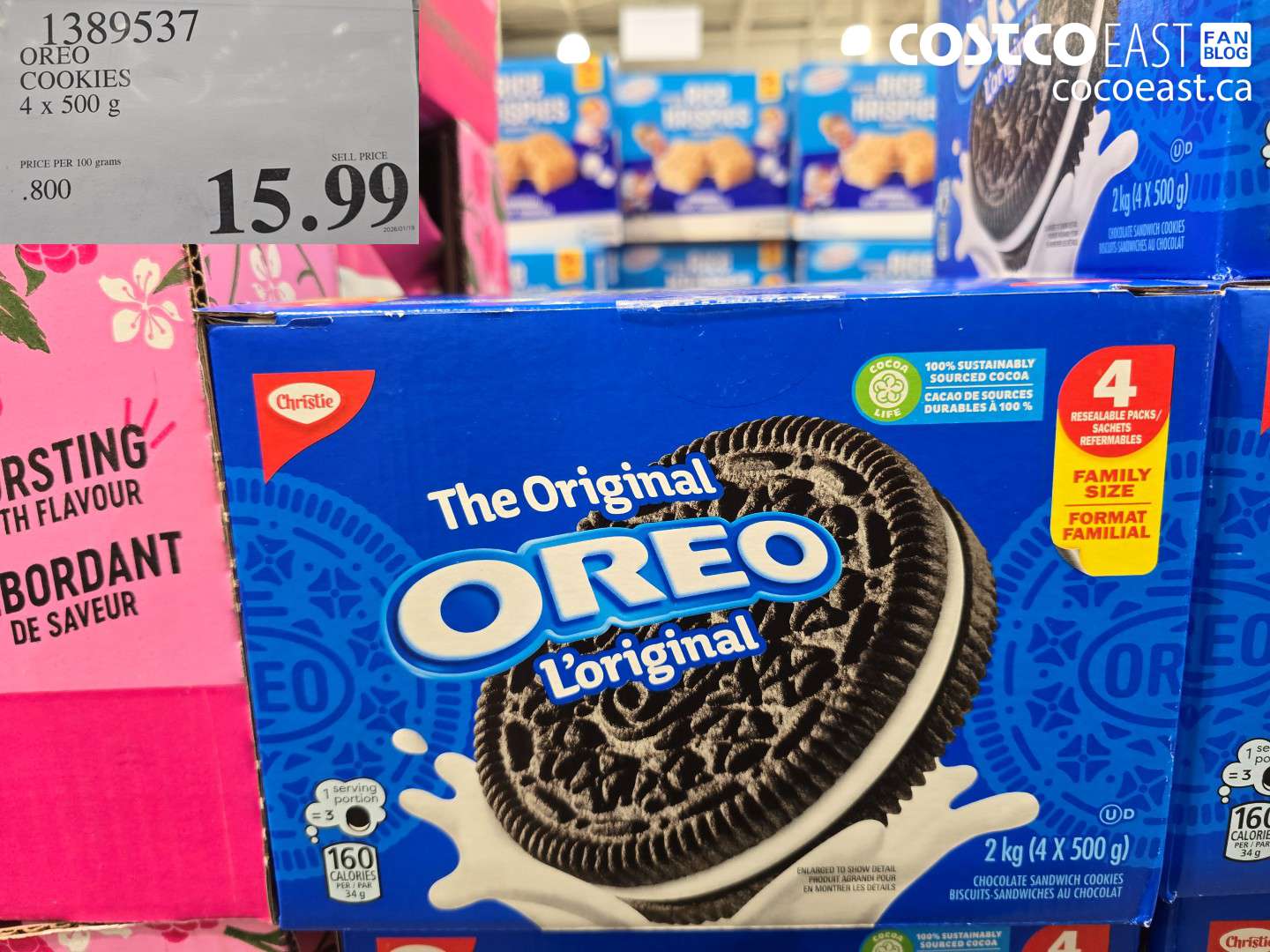 1389537 OREO COOKIES 4 X 500 G $15.99