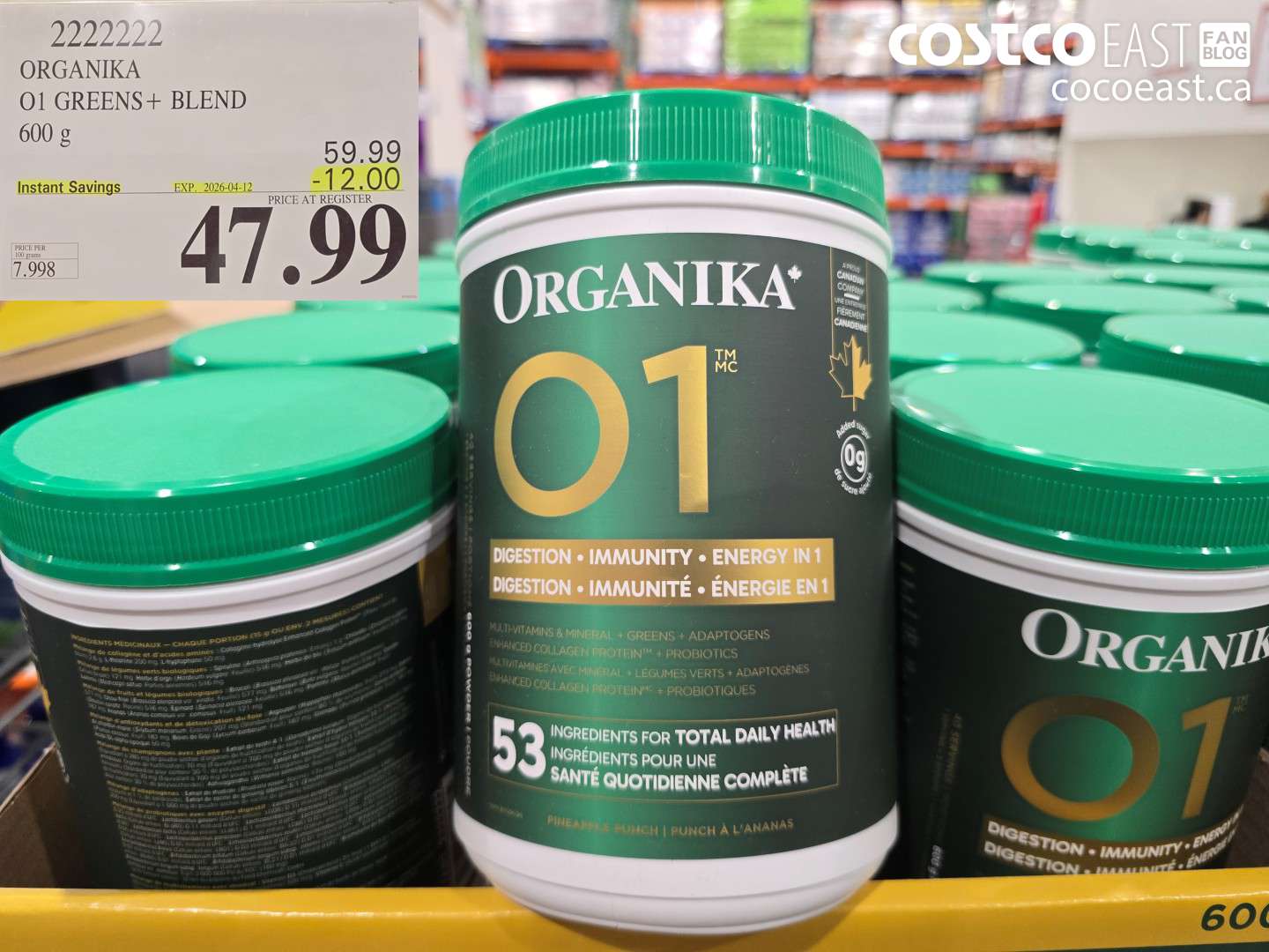2222222 ORGANIKA 01 GREENS + BLEND 600 G ($12.00 INSTANT SAVINGS EXPIRES ON 2026-04-12) $47.99