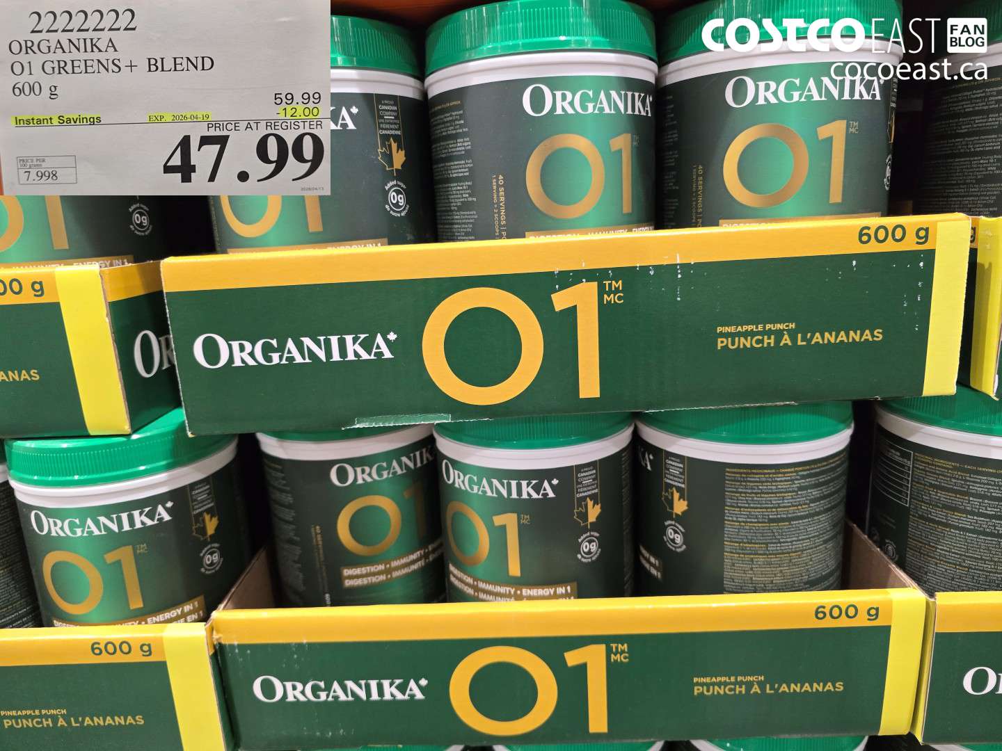 2222222 ORGANIKA 01 GREENS + BLEND 600 G ($12.00 INSTANT SAVINGS EXPIRES ON 2026-04-19) $47.99