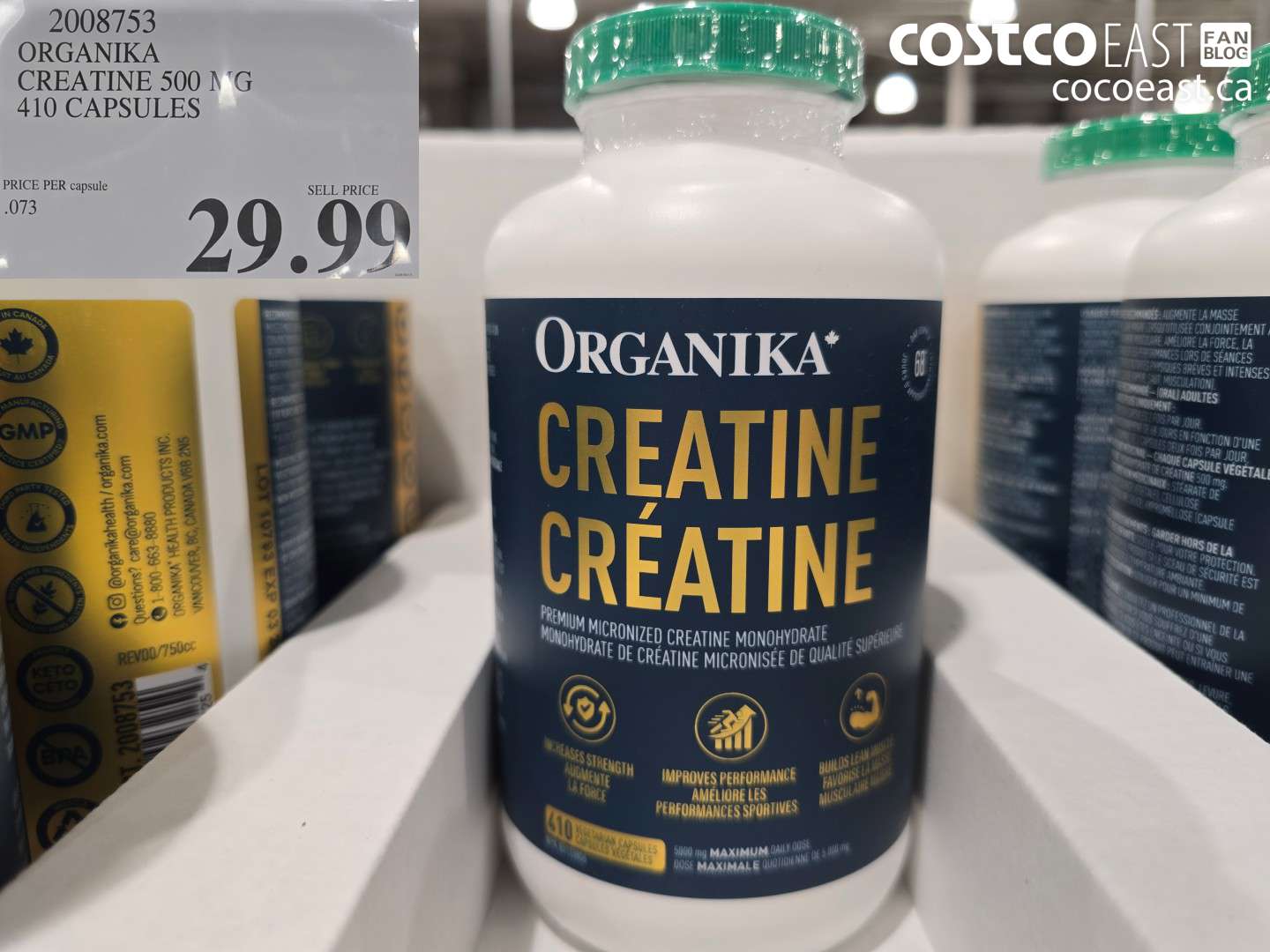 2008753 ORGANIKA CREATINE 500 MG 410 CAPSULES $29.99