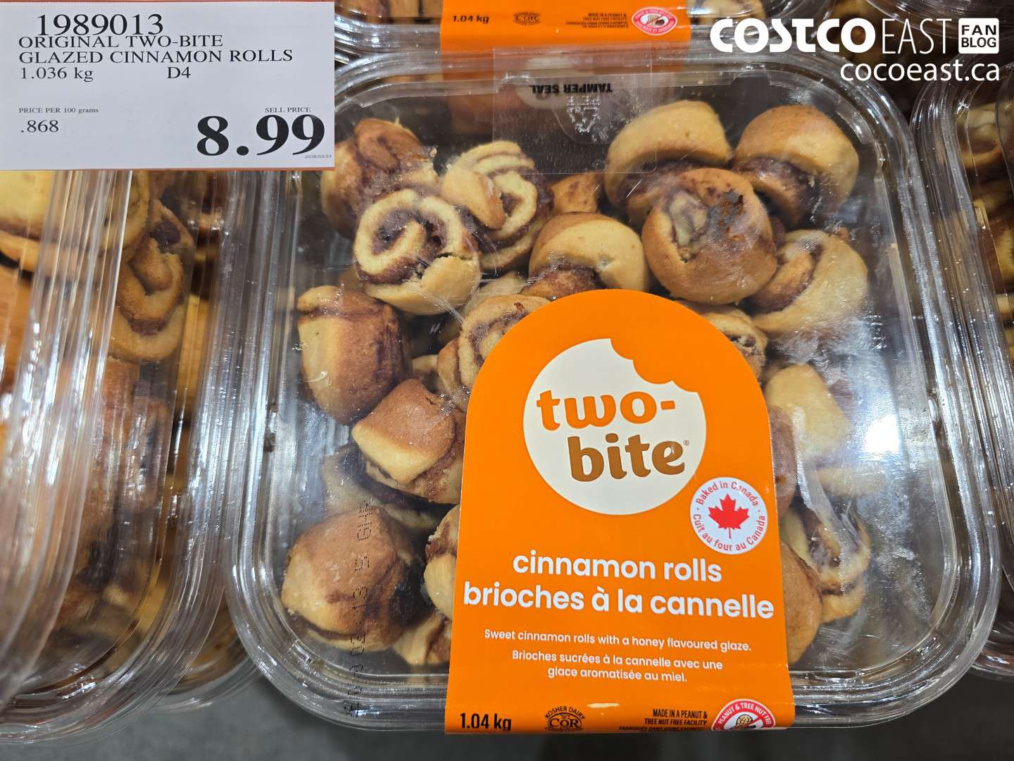 1989013 ORIGINAL TWO-BITE GLAZED CINNAMON ROLLS 1.036 KG $8.99