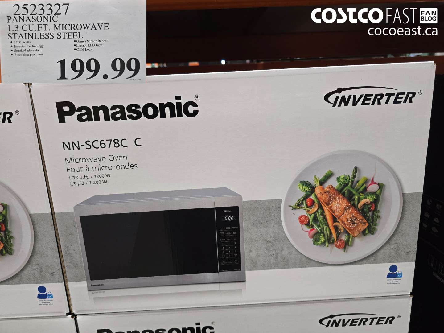 2523327 PANASONIC 1.3 CU.FT. MICROWAVE STAINLESS STEEL $199.99